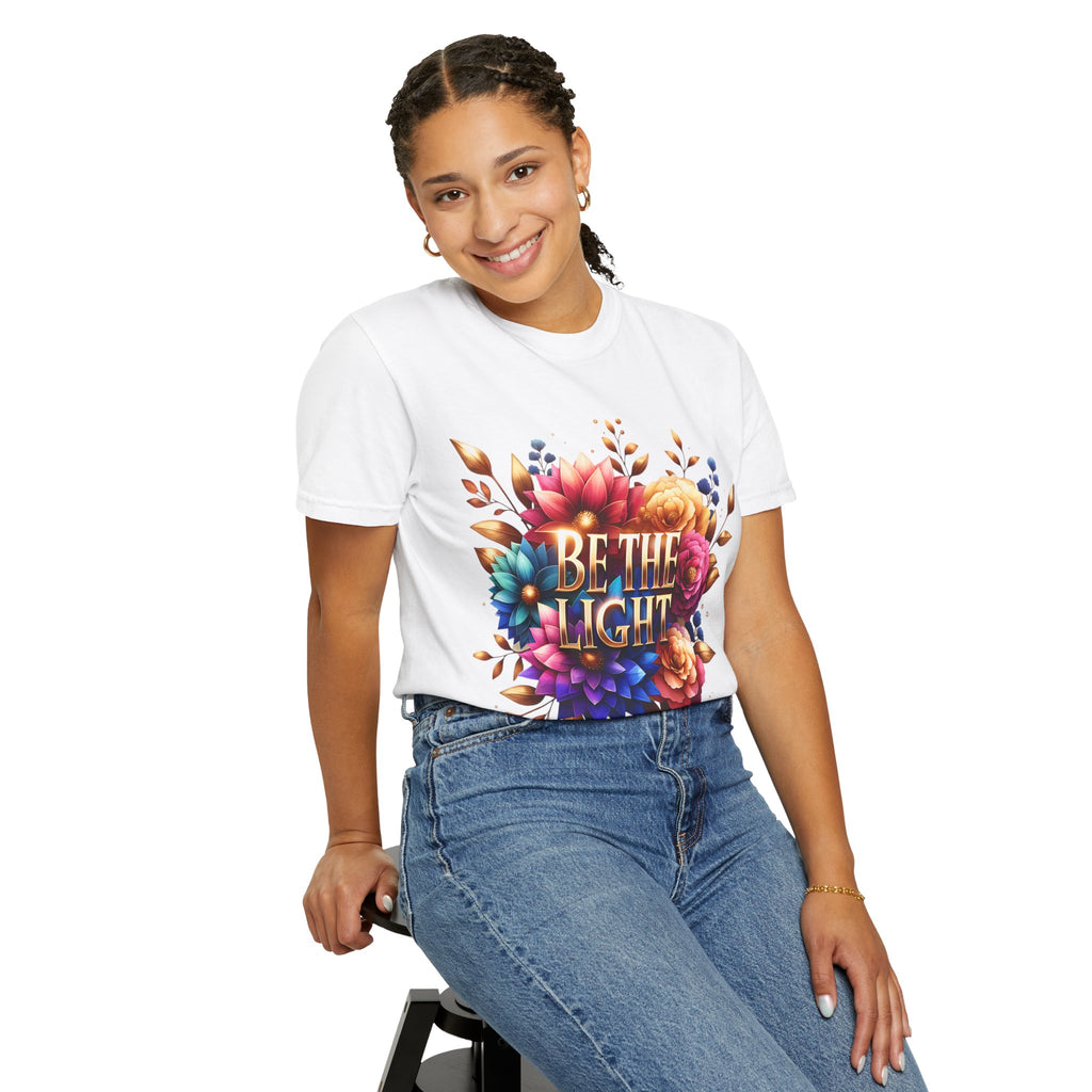 Be The Light Floral T-Shirt — Inspirational Botanical Graphic Tee
