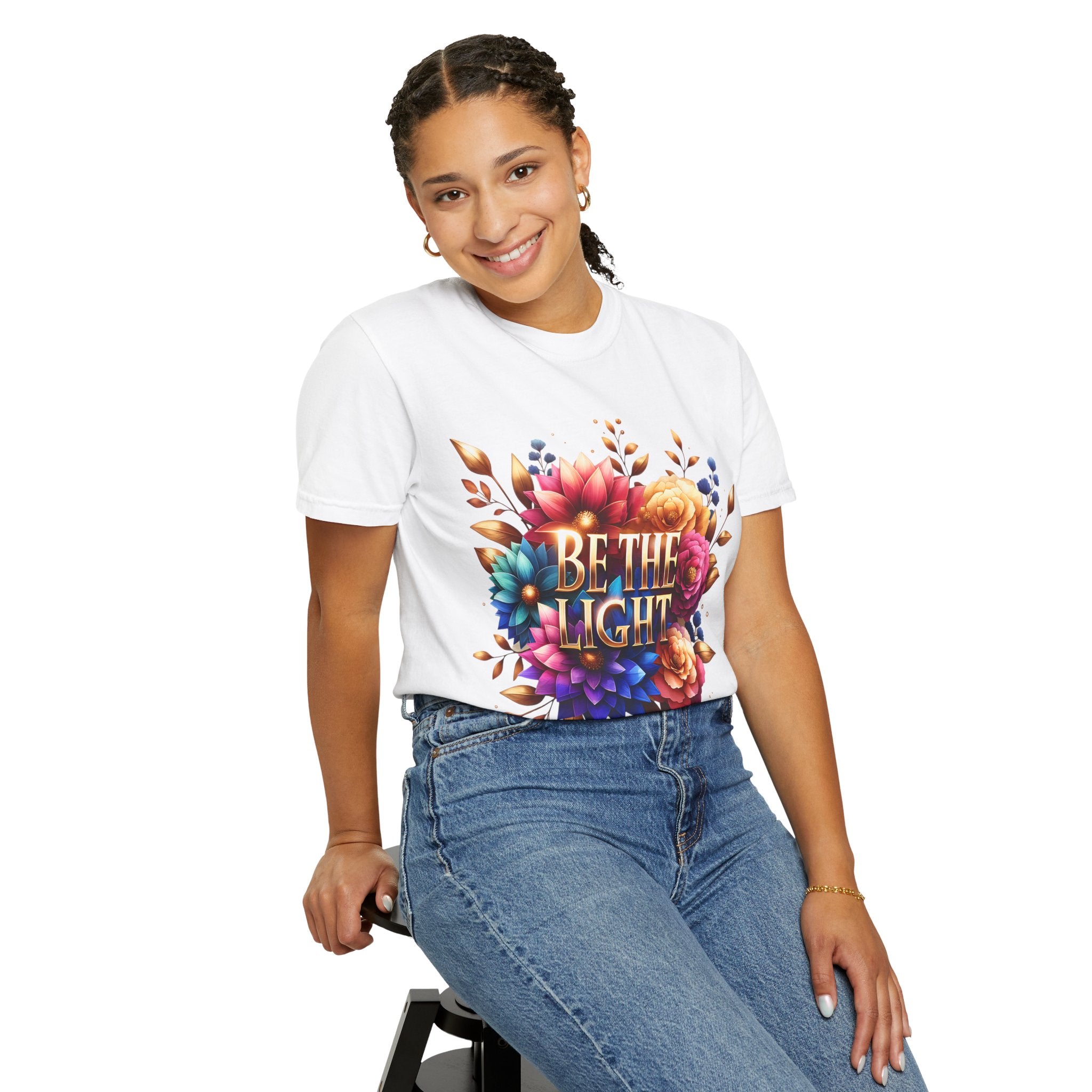 Be The Light Floral T-Shirt — Inspirational Botanical Graphic Tee