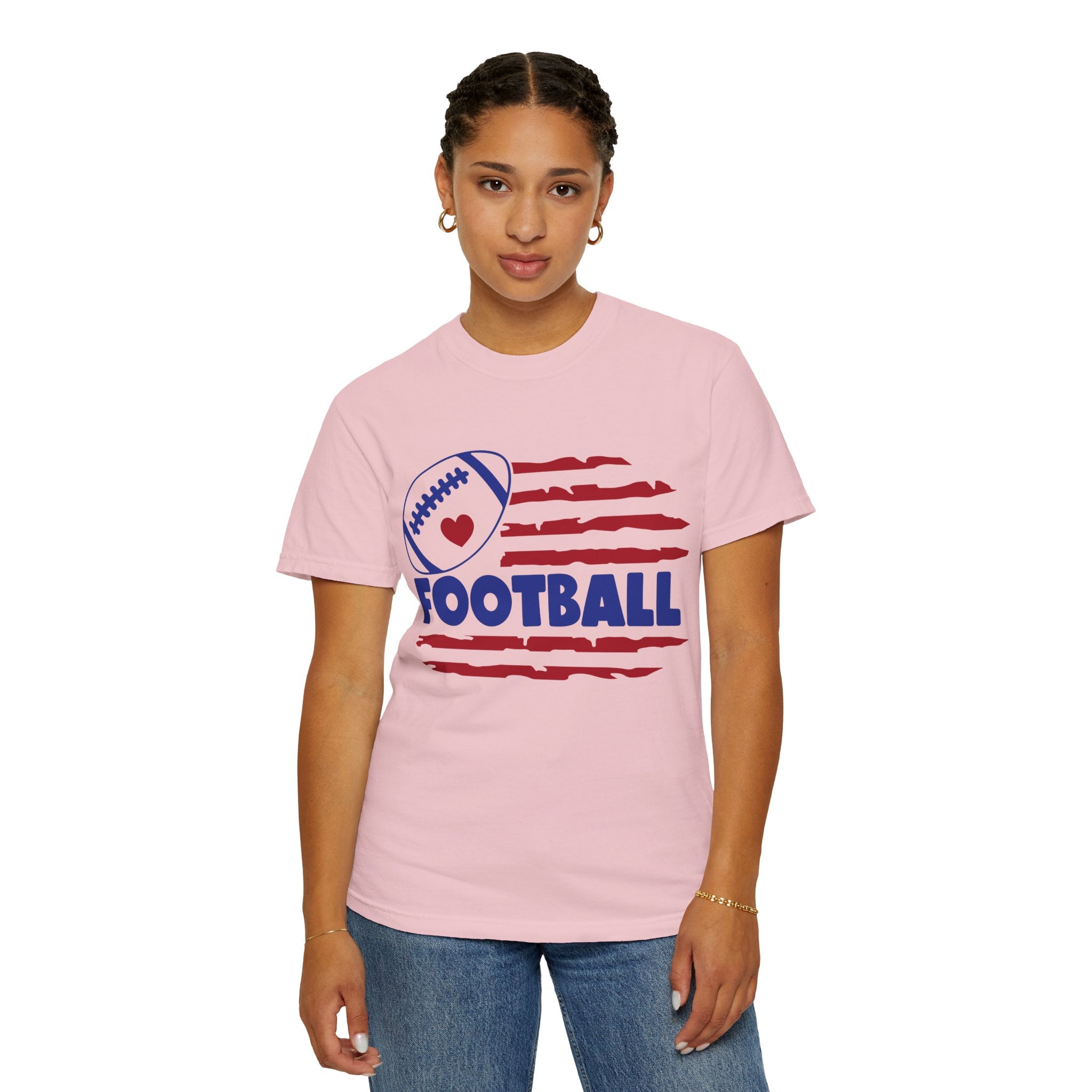 Patriotic Heart Football T-Shirt