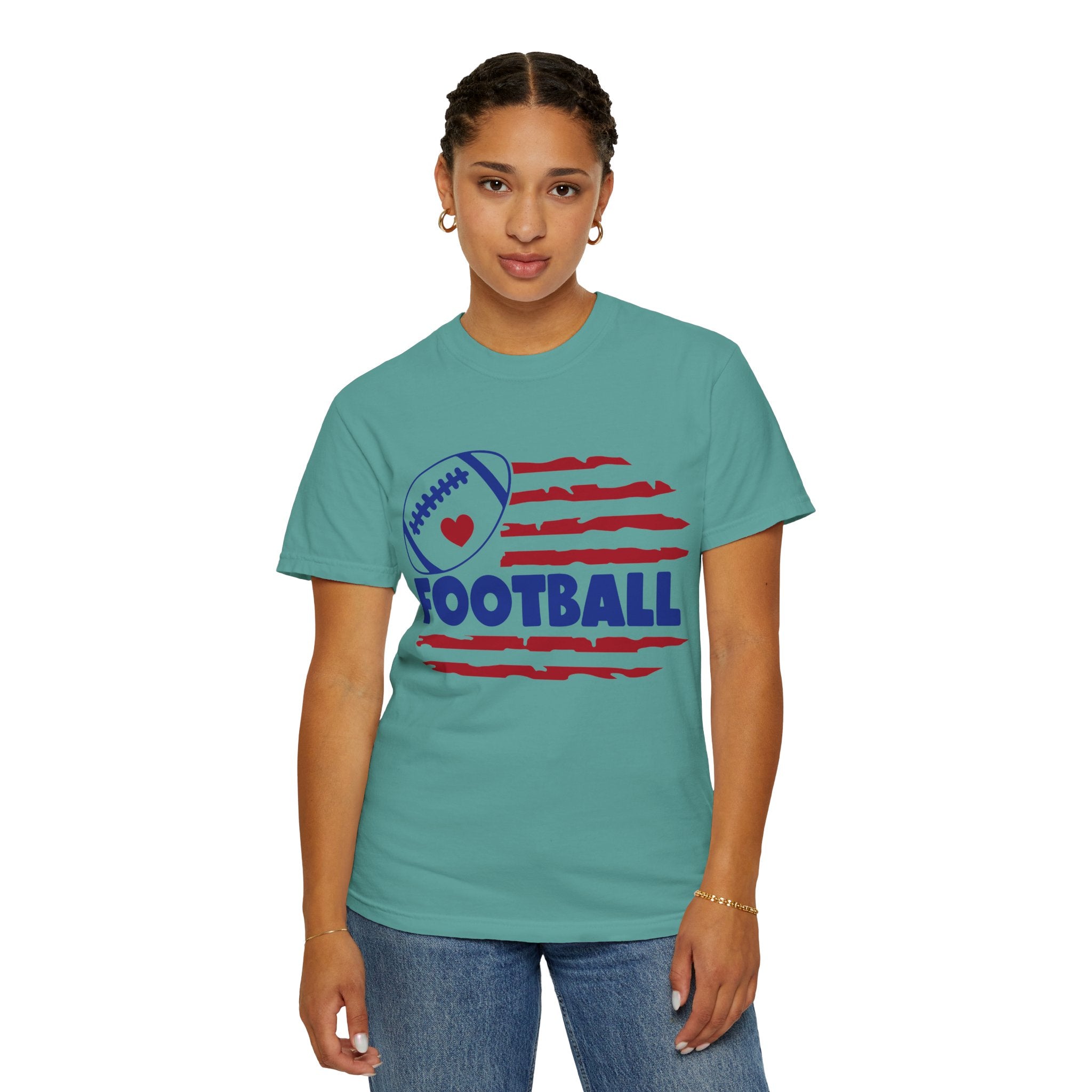 Patriotic Heart Football T-Shirt