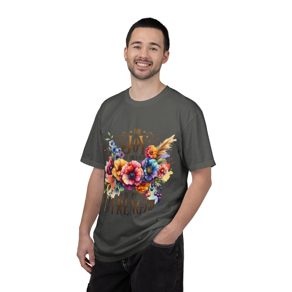 Joy in the Lord Floral T-Shirt — "The Joy of the Lord Is My Strength" Christian Tee