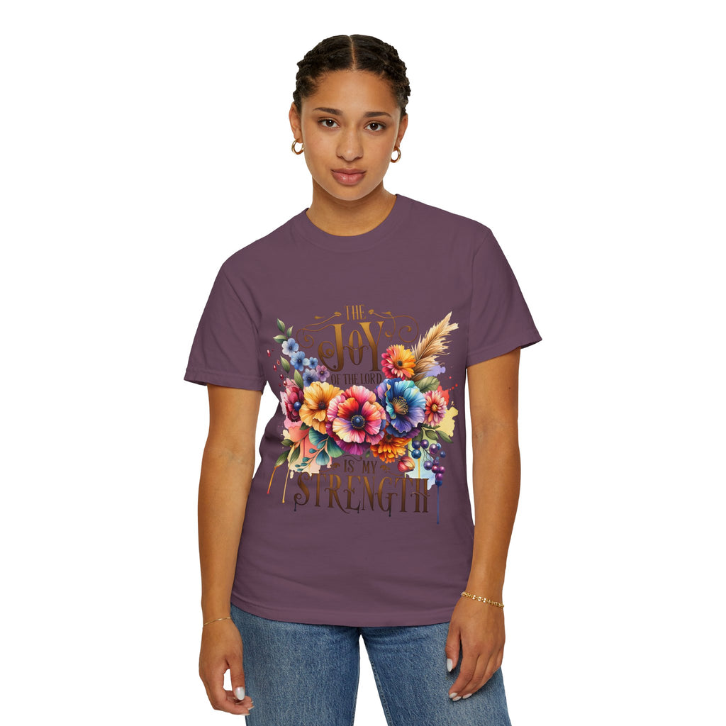 Joy in the Lord Floral T-Shirt — "The Joy of the Lord Is My Strength" Christian Tee