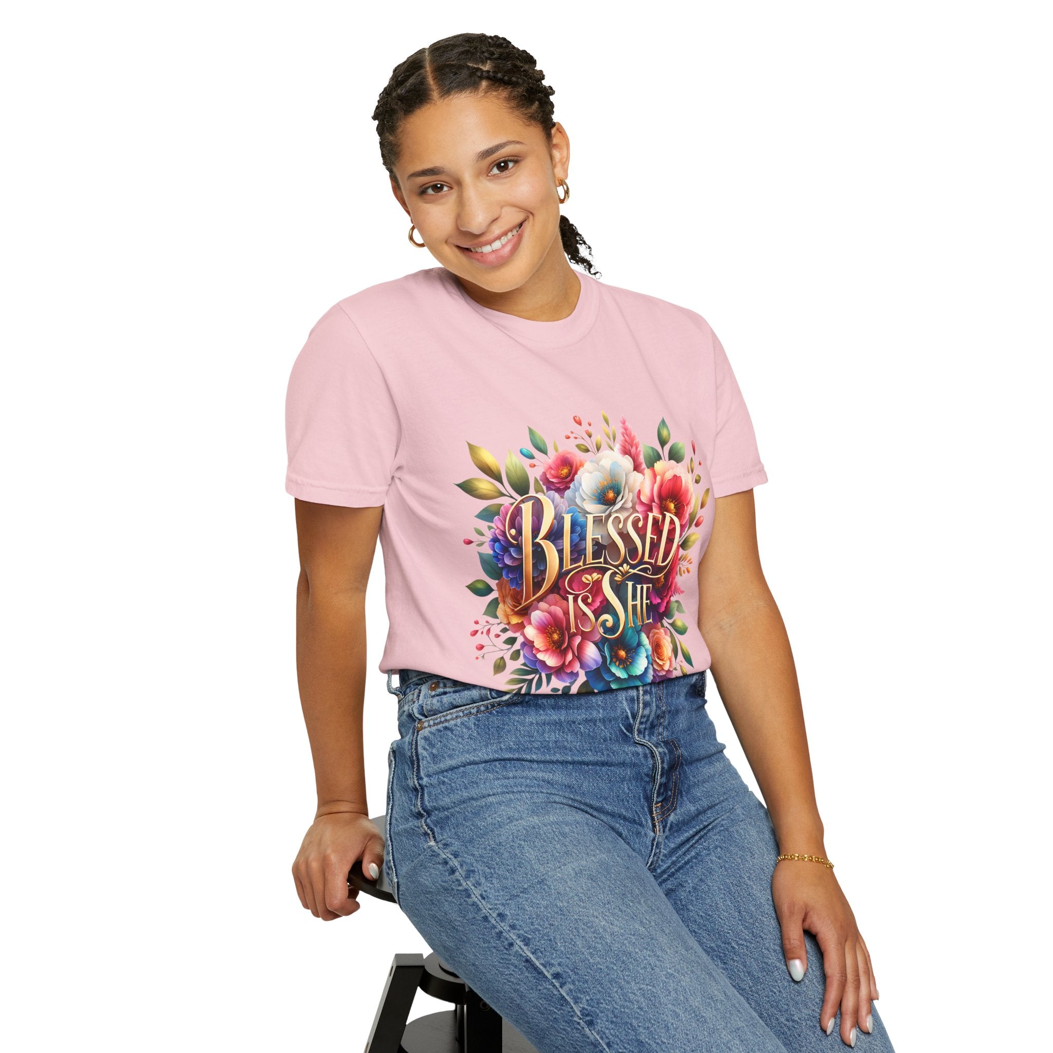 Blessed Is She Floral T-Shirt — Inspirational Christian Tee