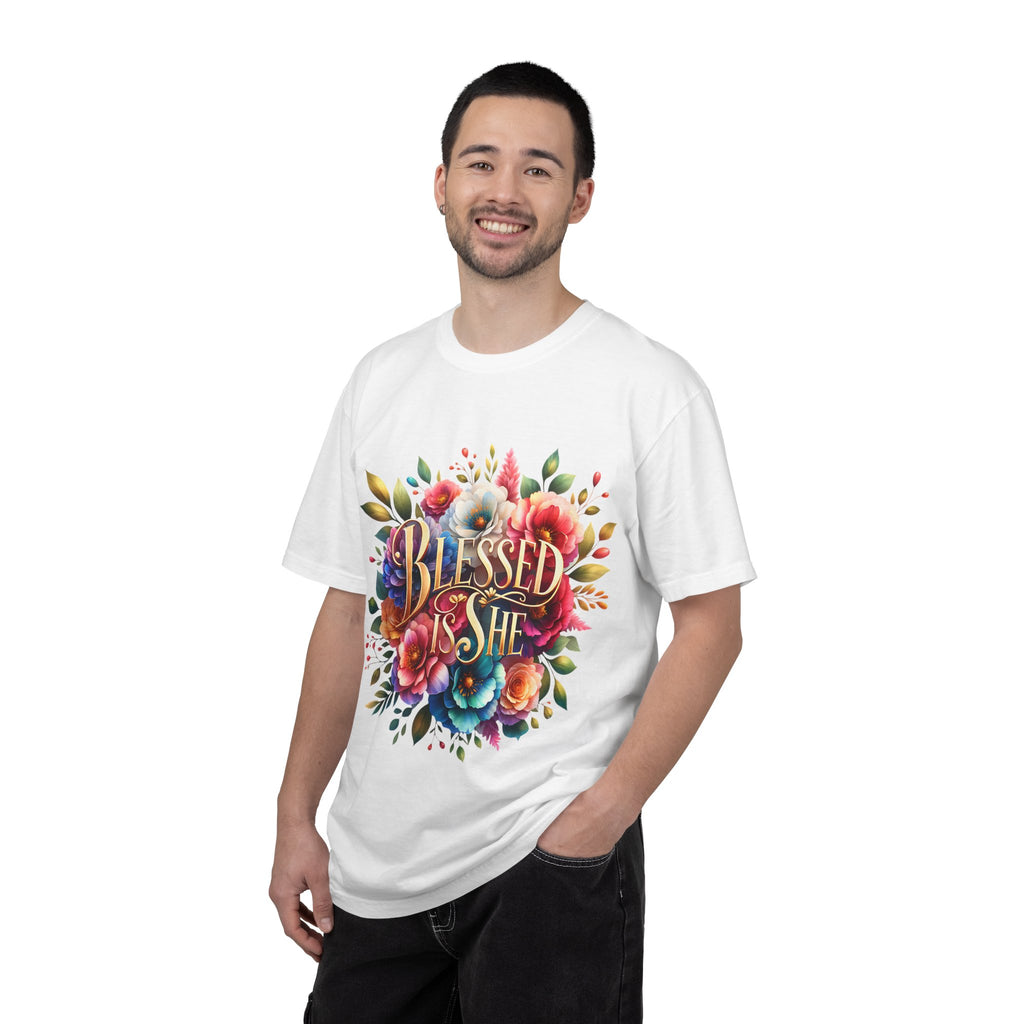 Blessed Is She Floral T-Shirt — Inspirational Christian Tee