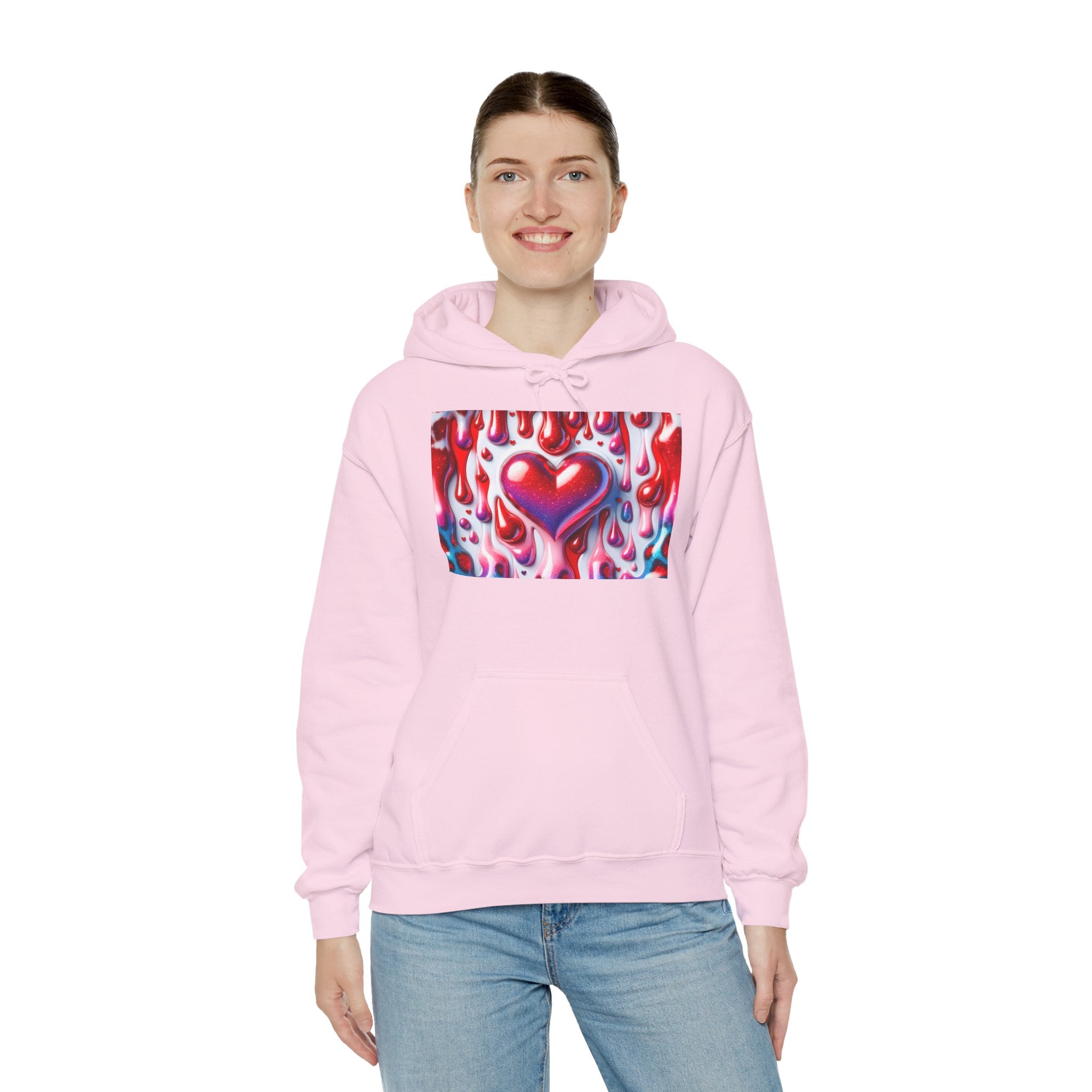 Heart Melt Hoodie — Colorful Dripping Heart Graphic Hooded Sweatshirt