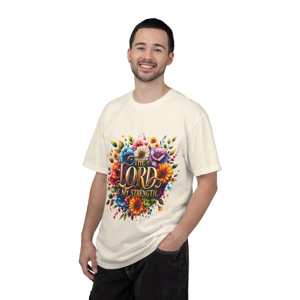 T-Shirt — "The Lord Is My Strength" Floral Christian Tee