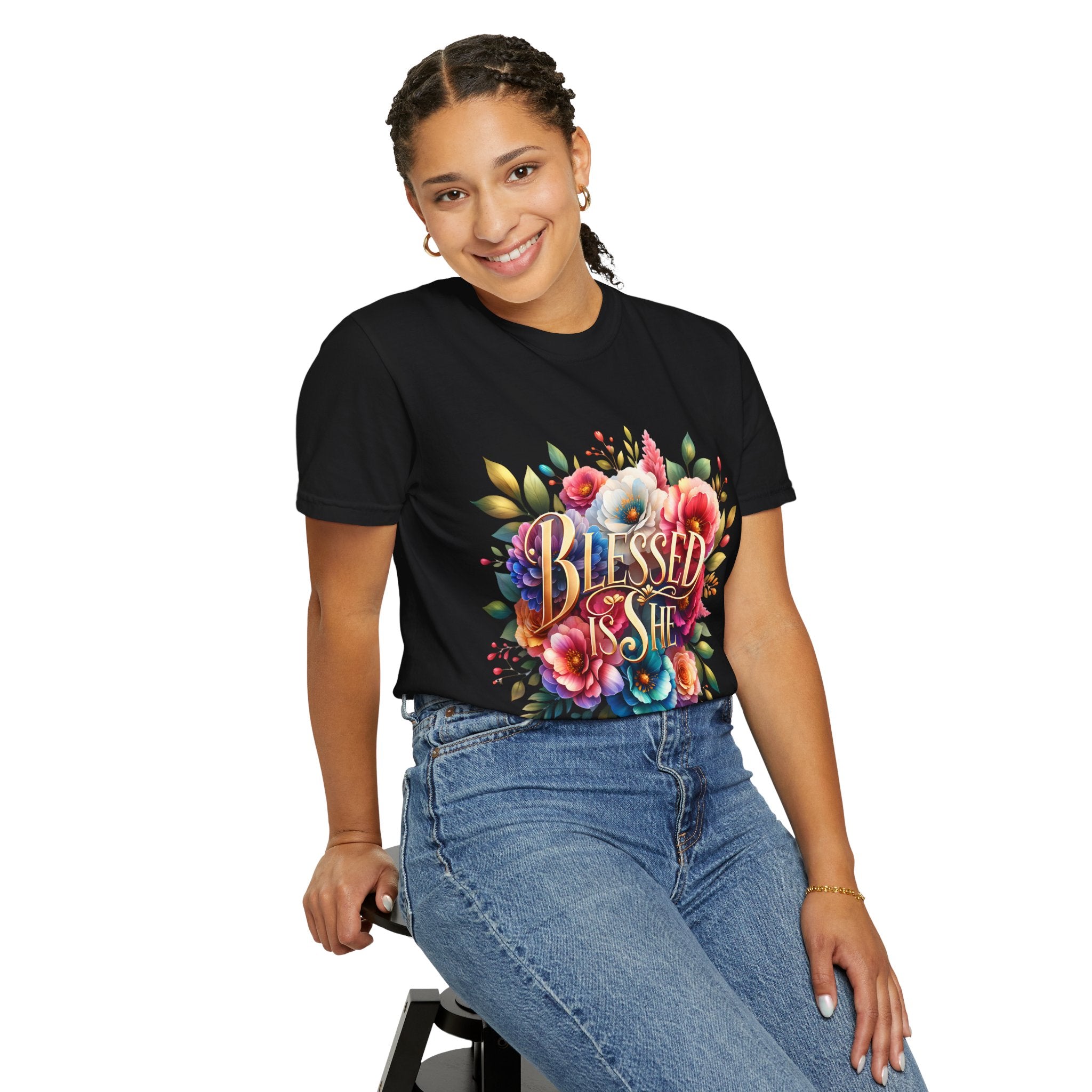 Blessed Is She Floral T-Shirt — Inspirational Christian Tee