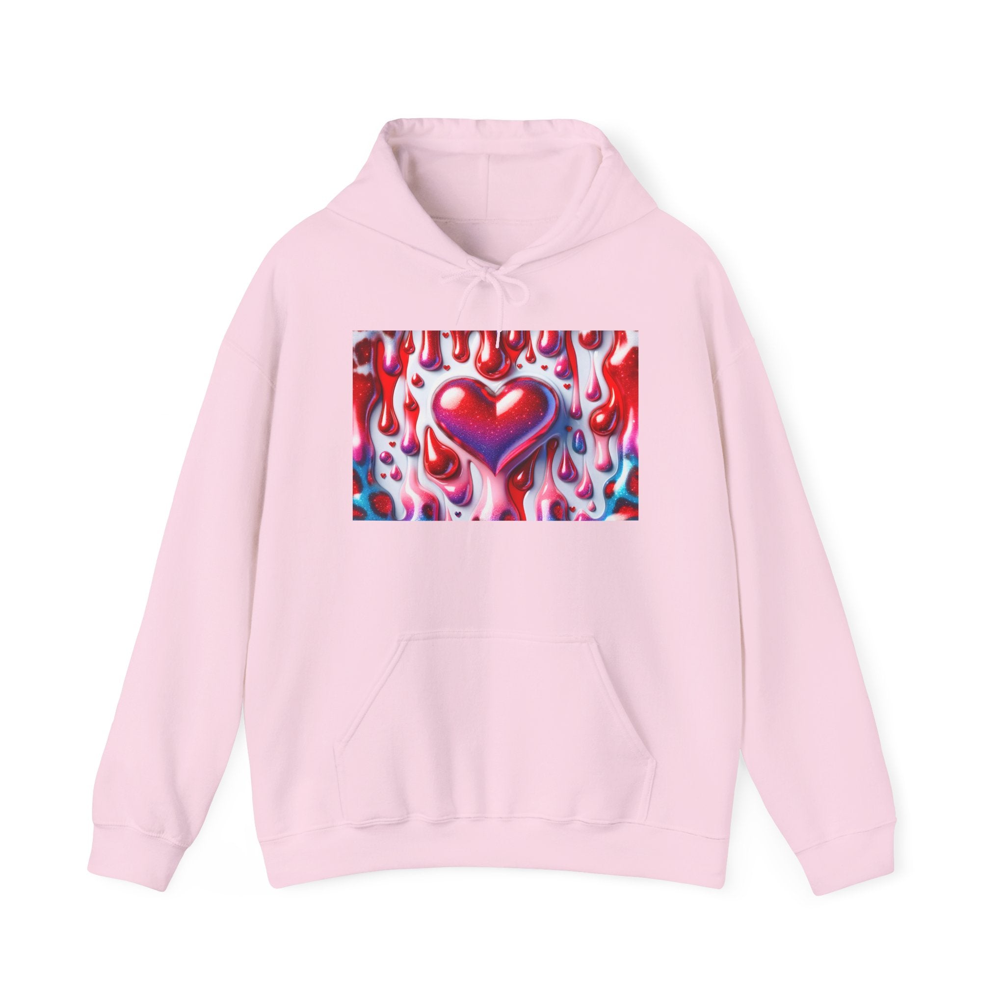 Heart Melt Hoodie — Colorful Dripping Heart Graphic Hooded Sweatshirt