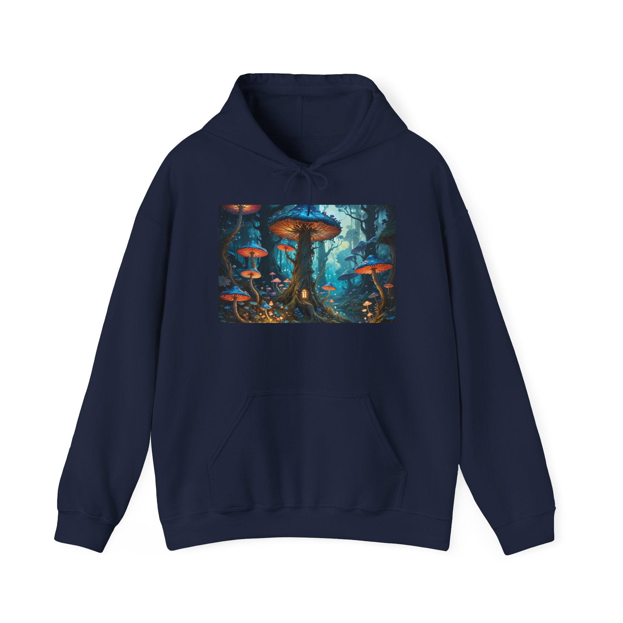Fantasy Mushroom Forest Hoodie — Glowing Enchanted Fungi Artwork