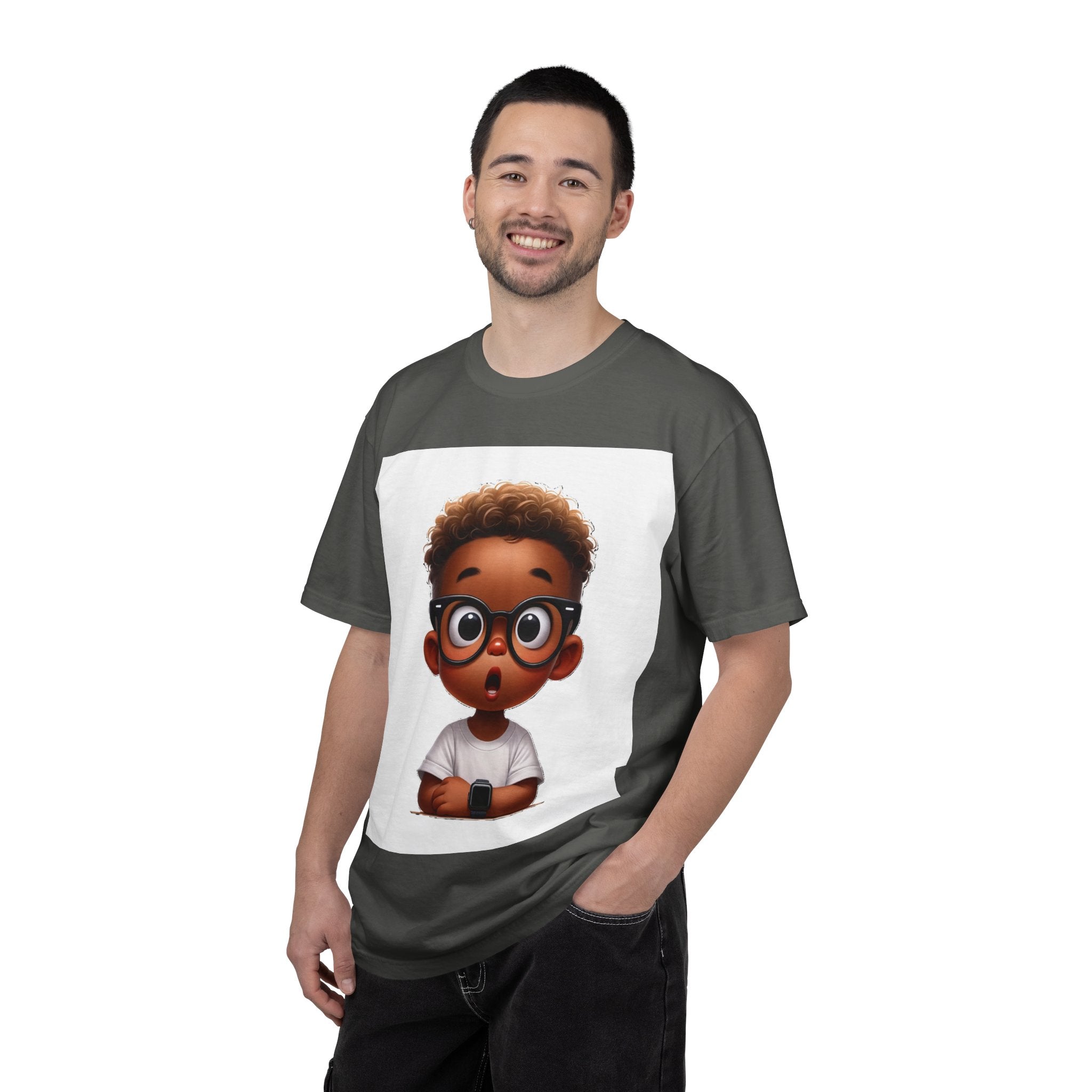 Surprised Cartoon Black Boy T-Shirt — Cute Kids Character Tee