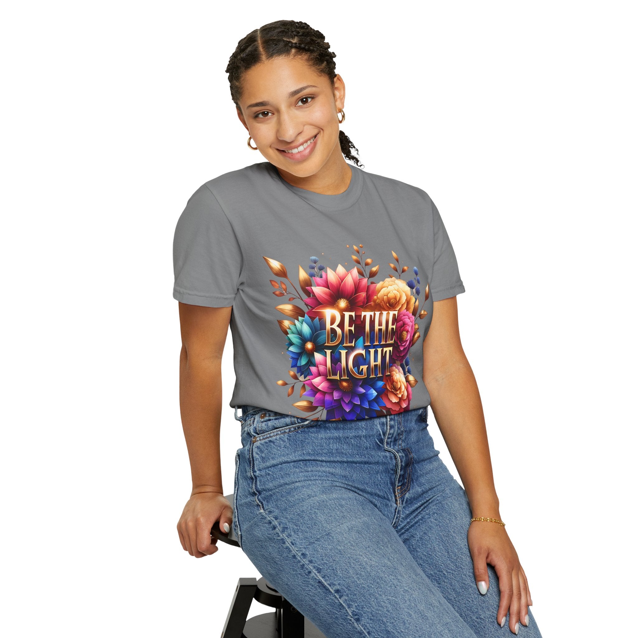 Be The Light Floral T-Shirt — Inspirational Botanical Graphic Tee