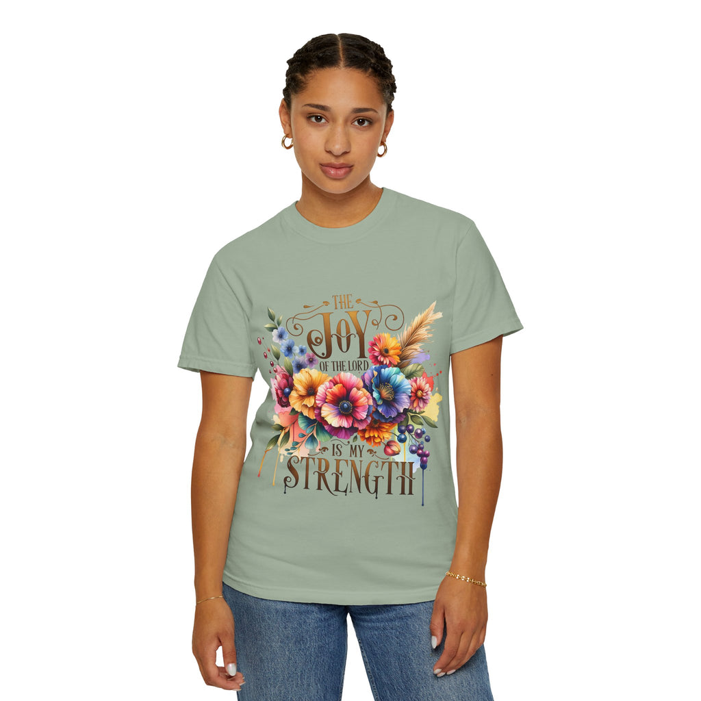 Joy in the Lord Floral T-Shirt — "The Joy of the Lord Is My Strength" Christian Tee