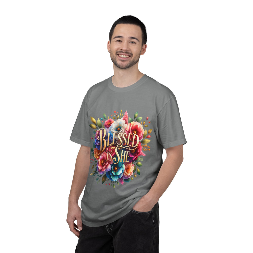 Blessed Is She Floral T-Shirt — Inspirational Christian Tee