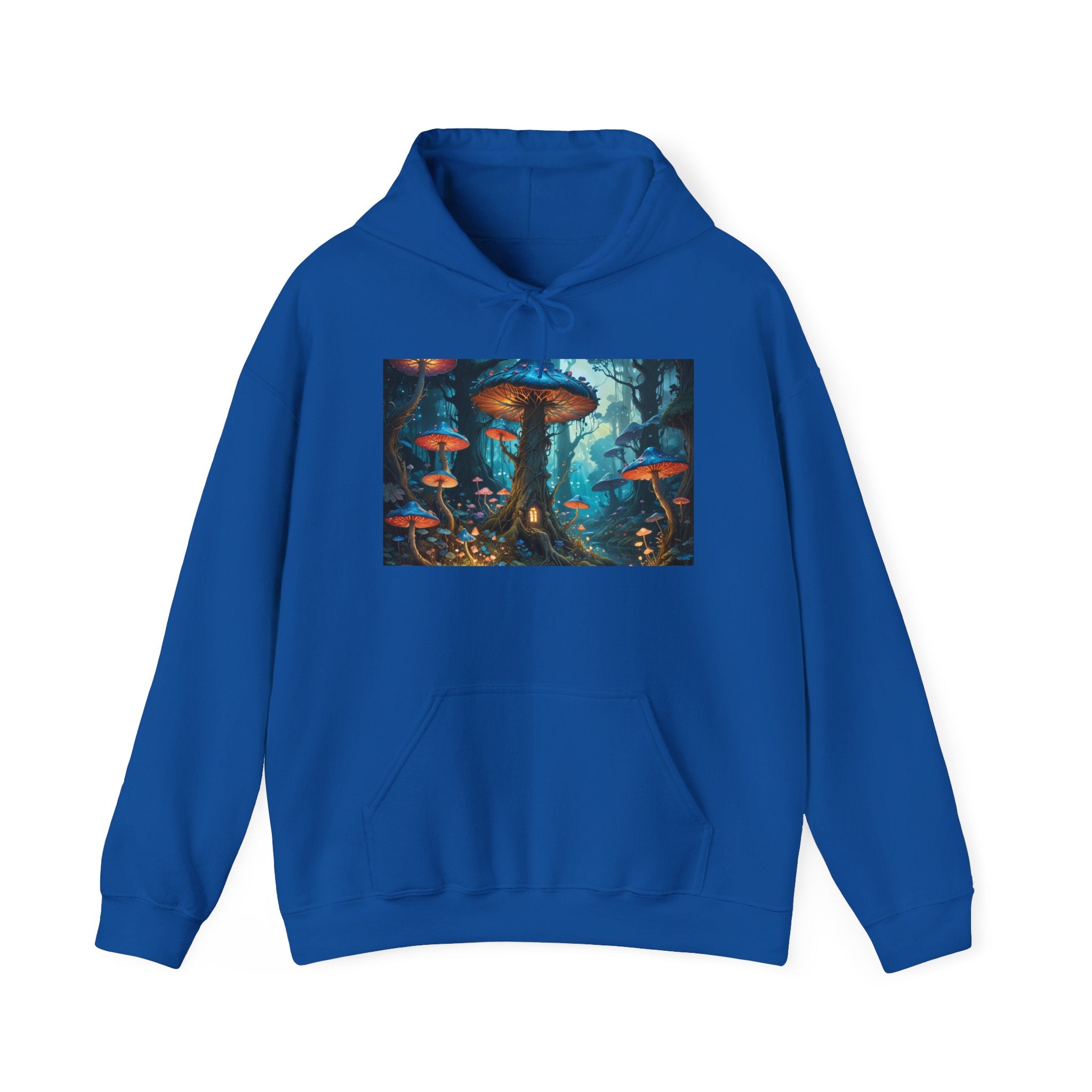 Fantasy Mushroom Forest Hoodie — Glowing Enchanted Fungi Artwork