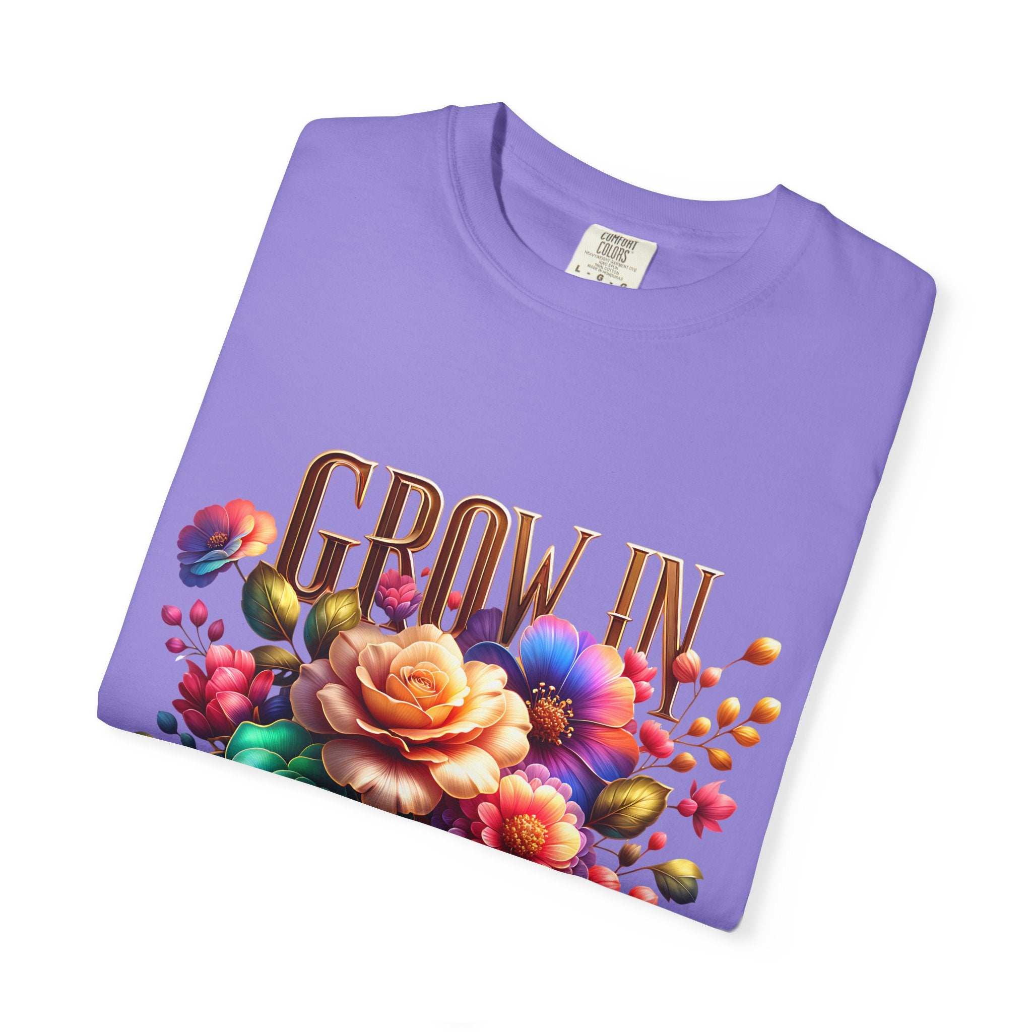 Grow in Grace Floral T-Shirt — Inspirational Floral Graphic Tee