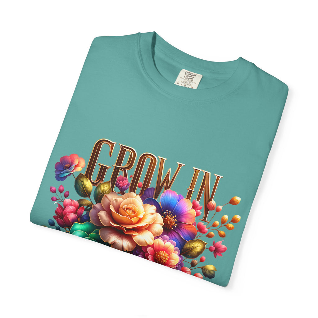 Grow in Grace Floral T-Shirt — Inspirational Floral Graphic Tee