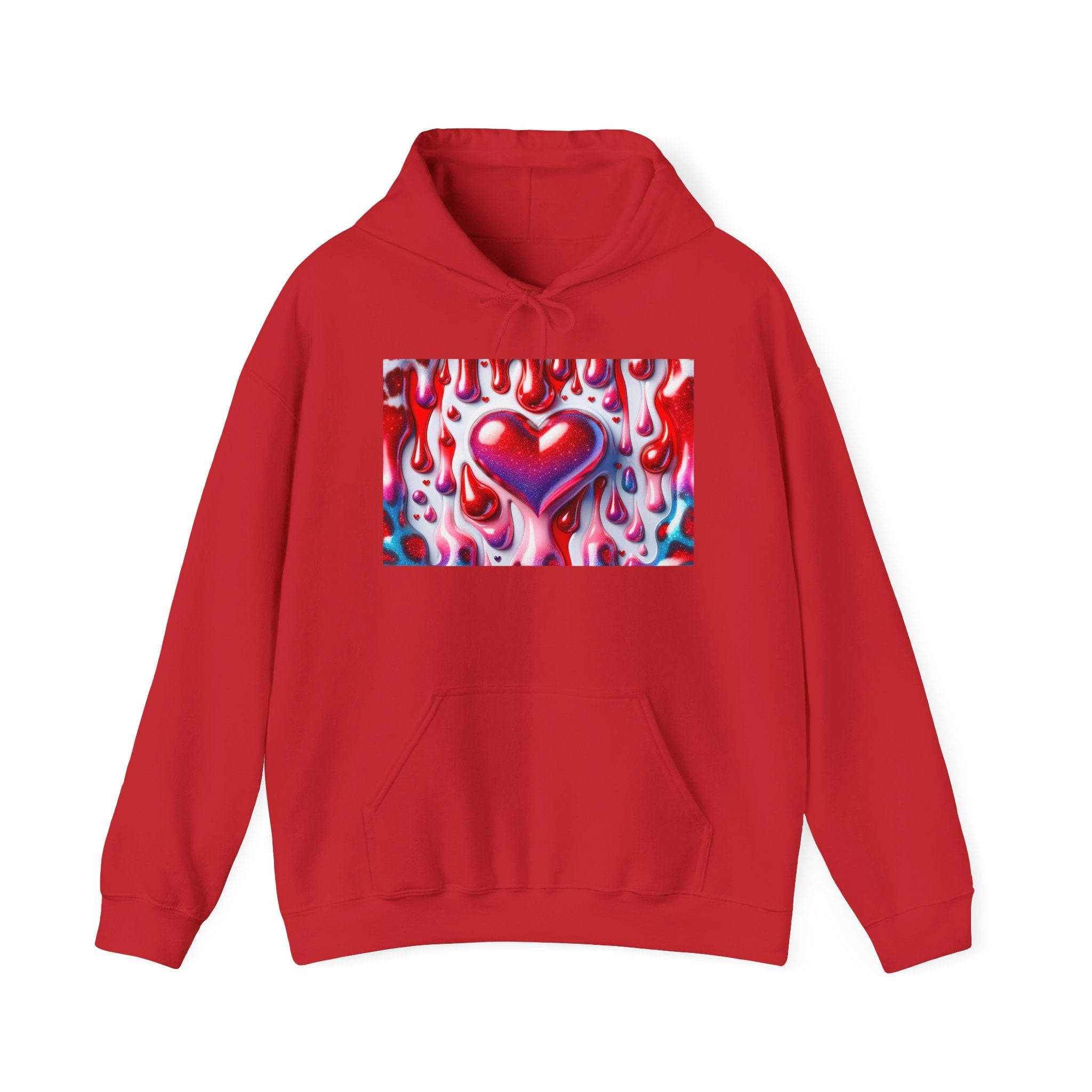 Heart Melt Hoodie — Colorful Dripping Heart Graphic Hooded Sweatshirt