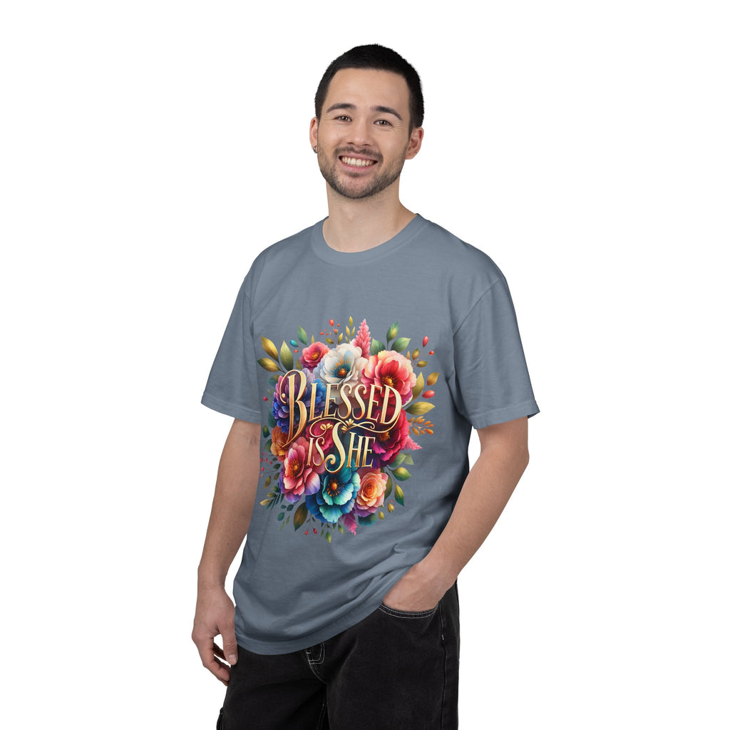 Blessed Is She Floral T-Shirt — Inspirational Christian Tee