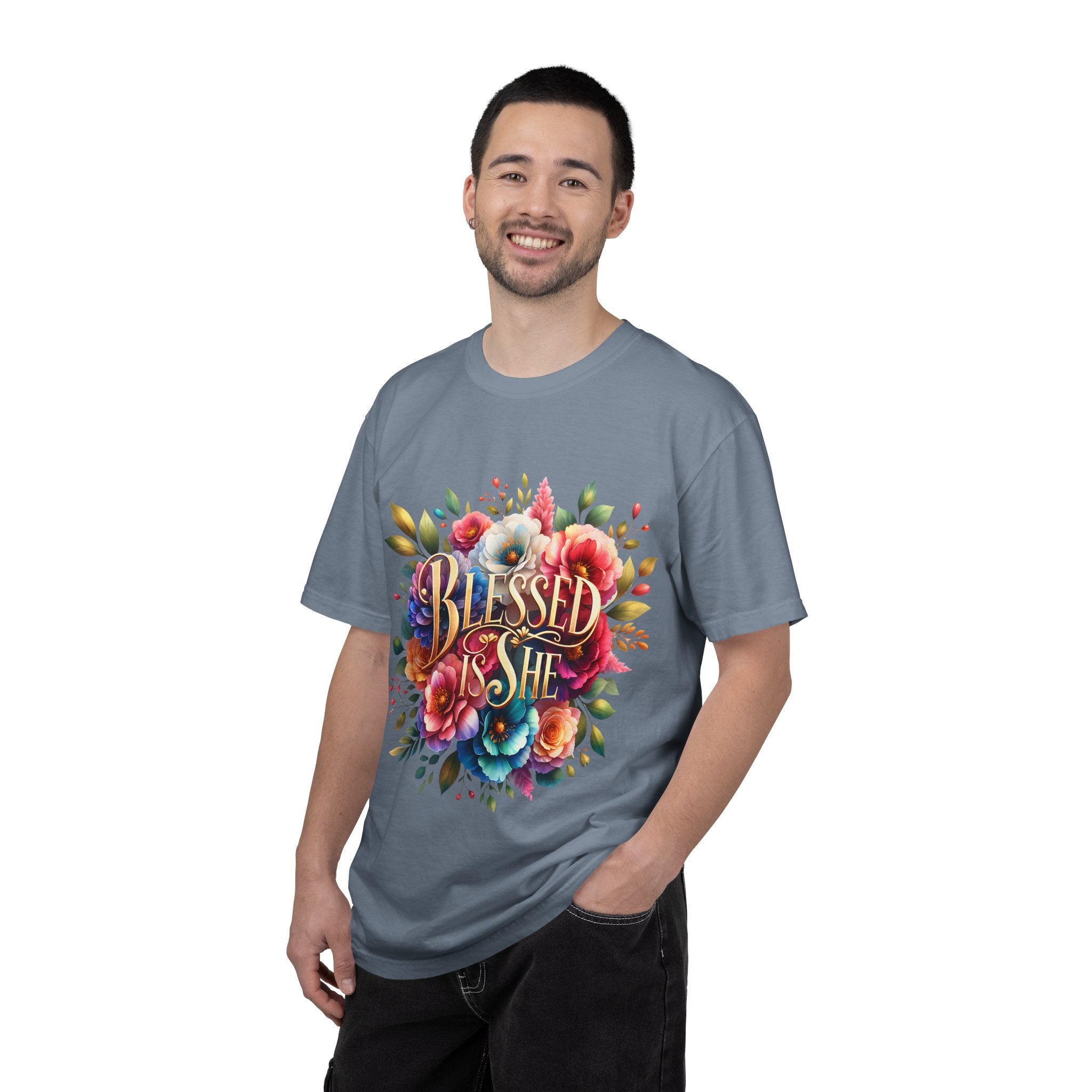 Blessed Is She Floral T-Shirt — Inspirational Christian Tee