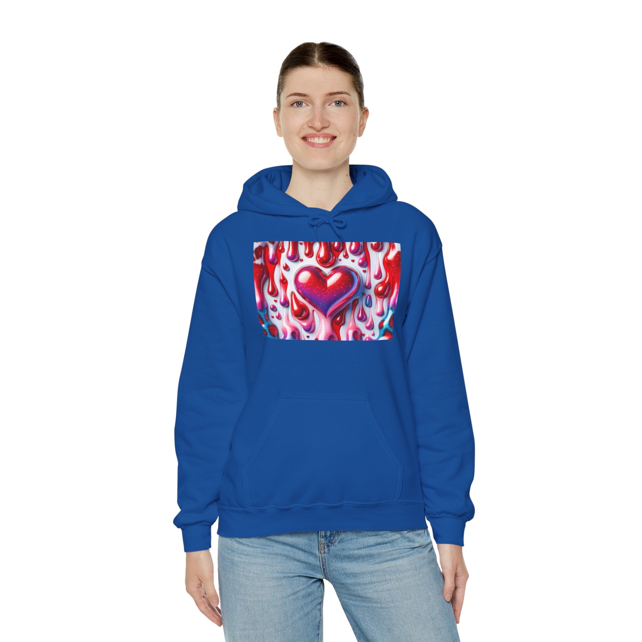 Heart Melt Hoodie — Colorful Dripping Heart Graphic Hooded Sweatshirt
