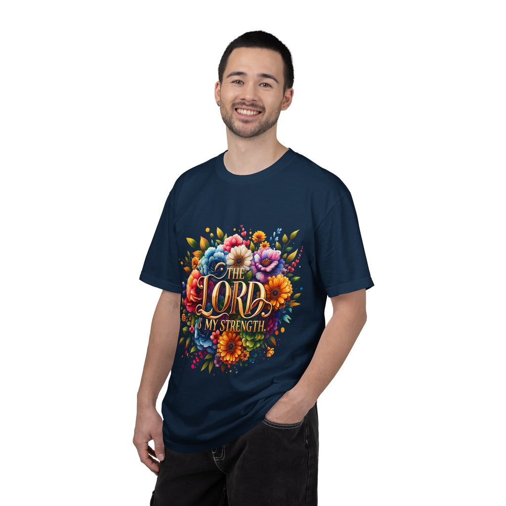 T-Shirt — "The Lord Is My Strength" Floral Christian Tee