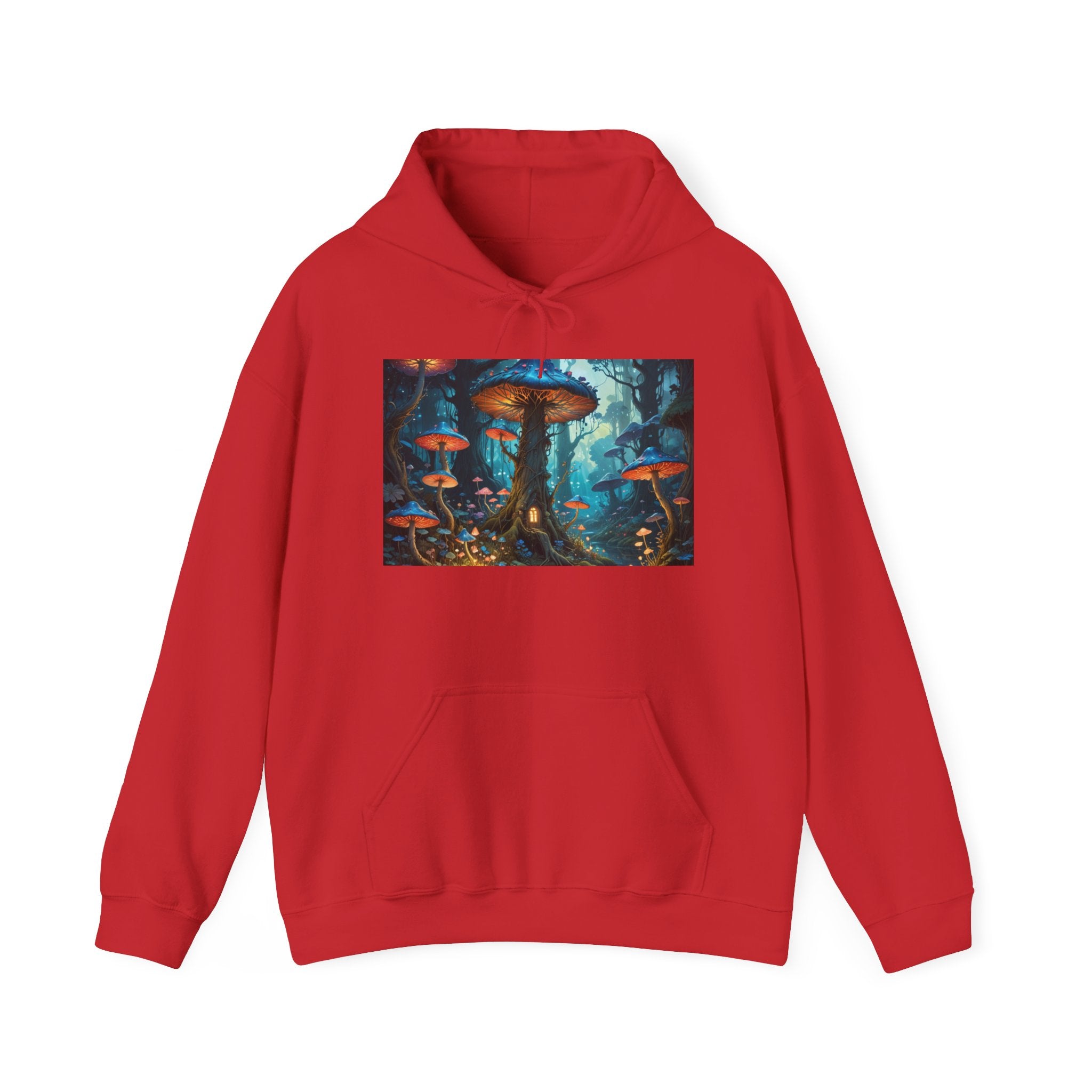 Fantasy Mushroom Forest Hoodie — Glowing Enchanted Fungi Artwork