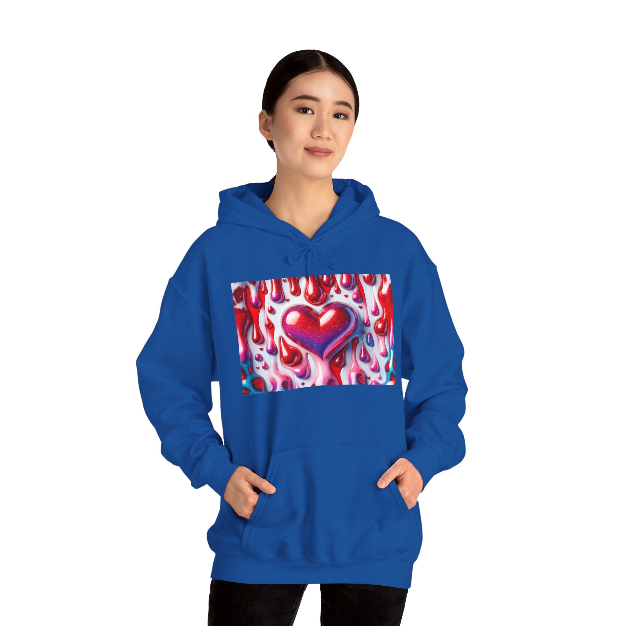 Heart Melt Hoodie — Colorful Dripping Heart Graphic Hooded Sweatshirt
