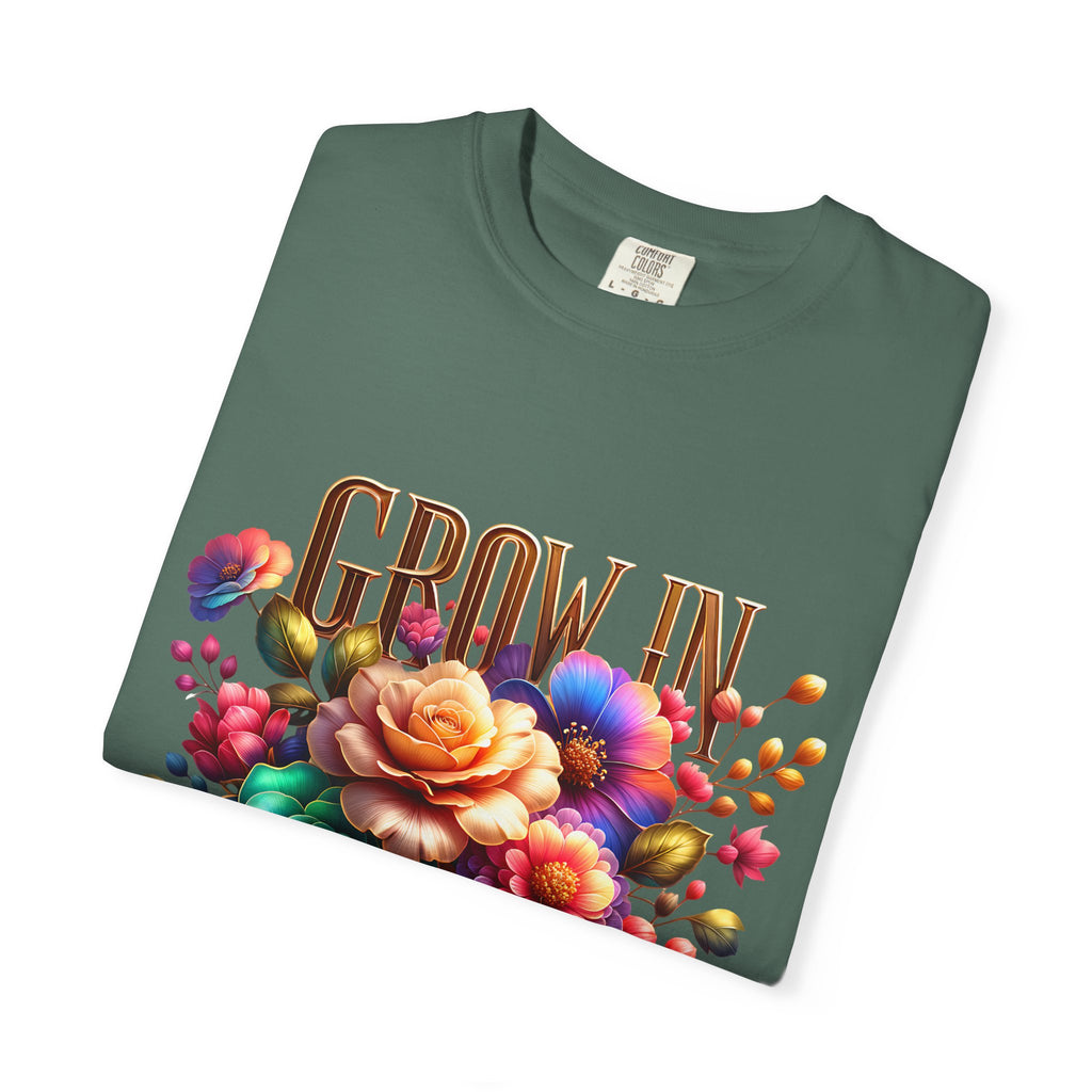 Grow in Grace Floral T-Shirt — Inspirational Floral Graphic Tee