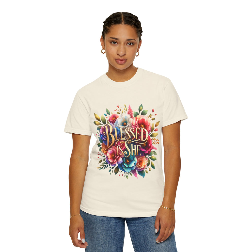 Blessed Is She Floral T-Shirt — Inspirational Christian Tee