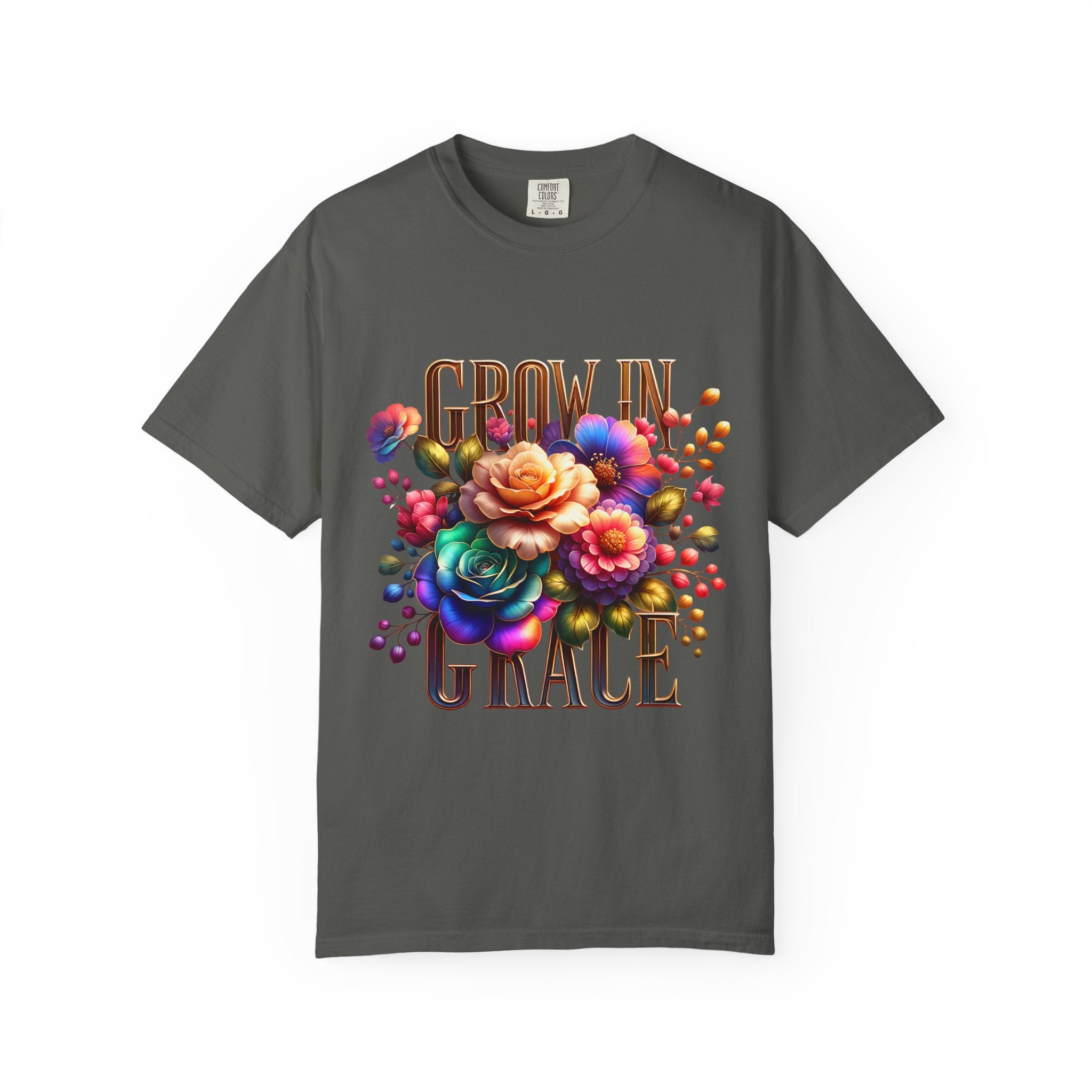 Grow in Grace Floral T-Shirt — Inspirational Floral Graphic Tee