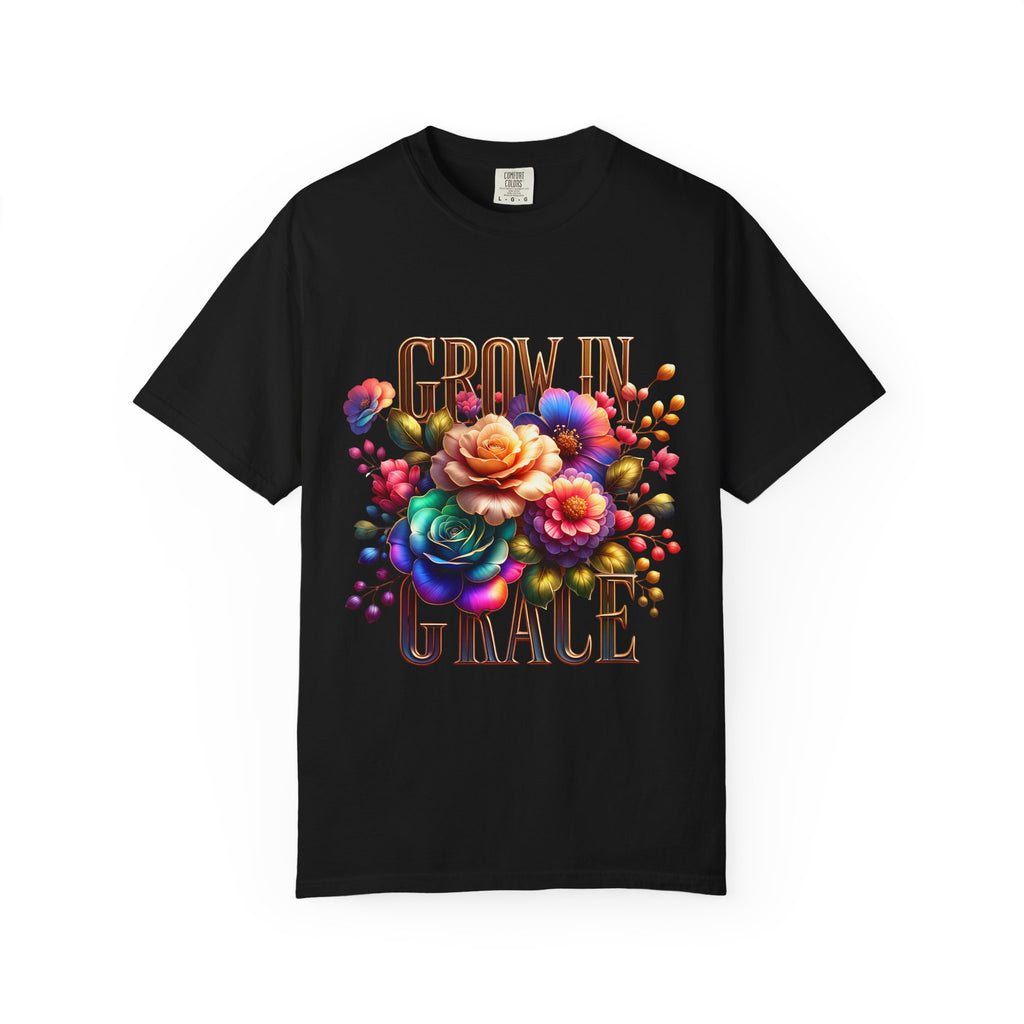 Grow in Grace Floral T-Shirt — Inspirational Floral Graphic Tee