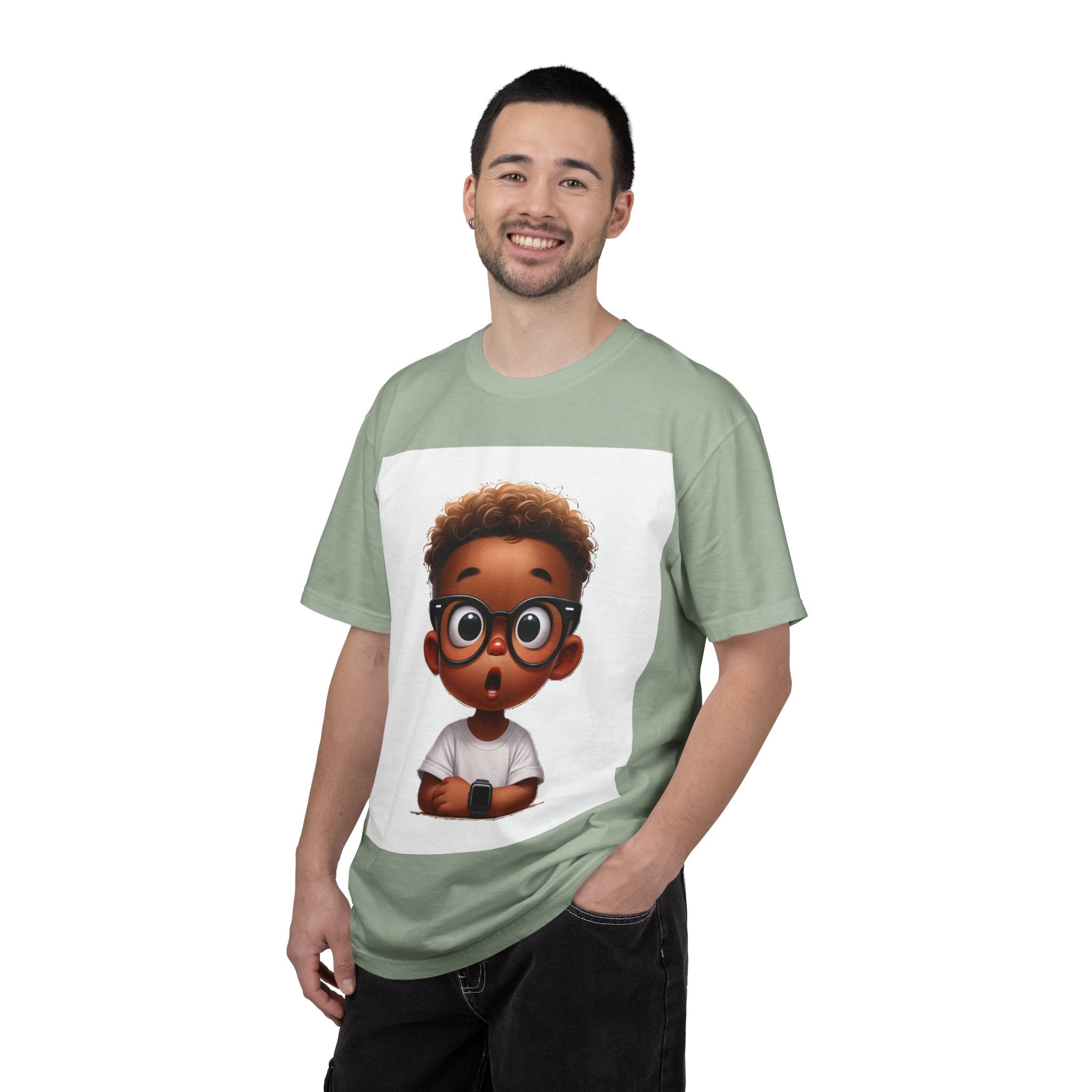 Surprised Cartoon Black Boy T-Shirt — Cute Kids Character Tee