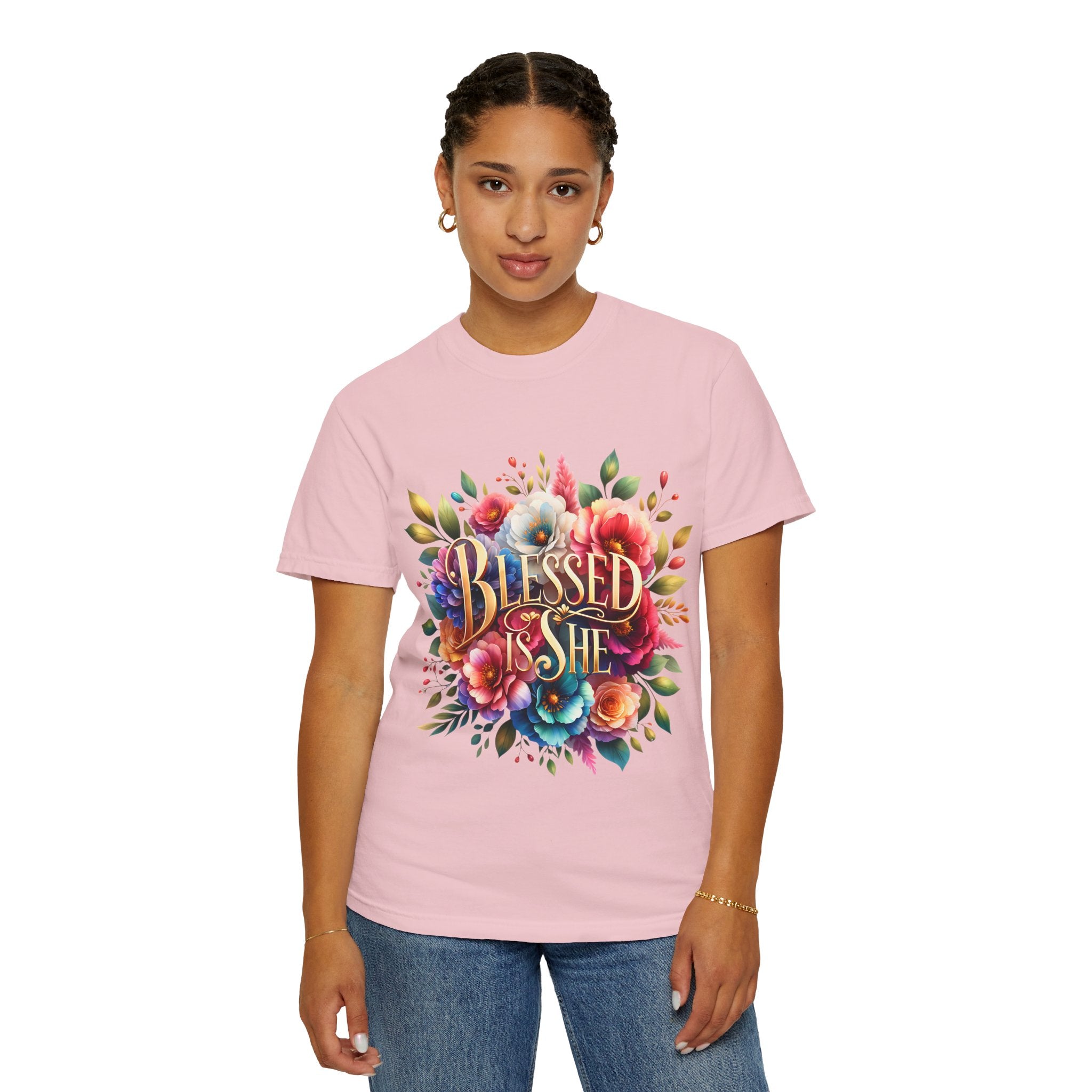 Blessed Is She Floral T-Shirt — Inspirational Christian Tee