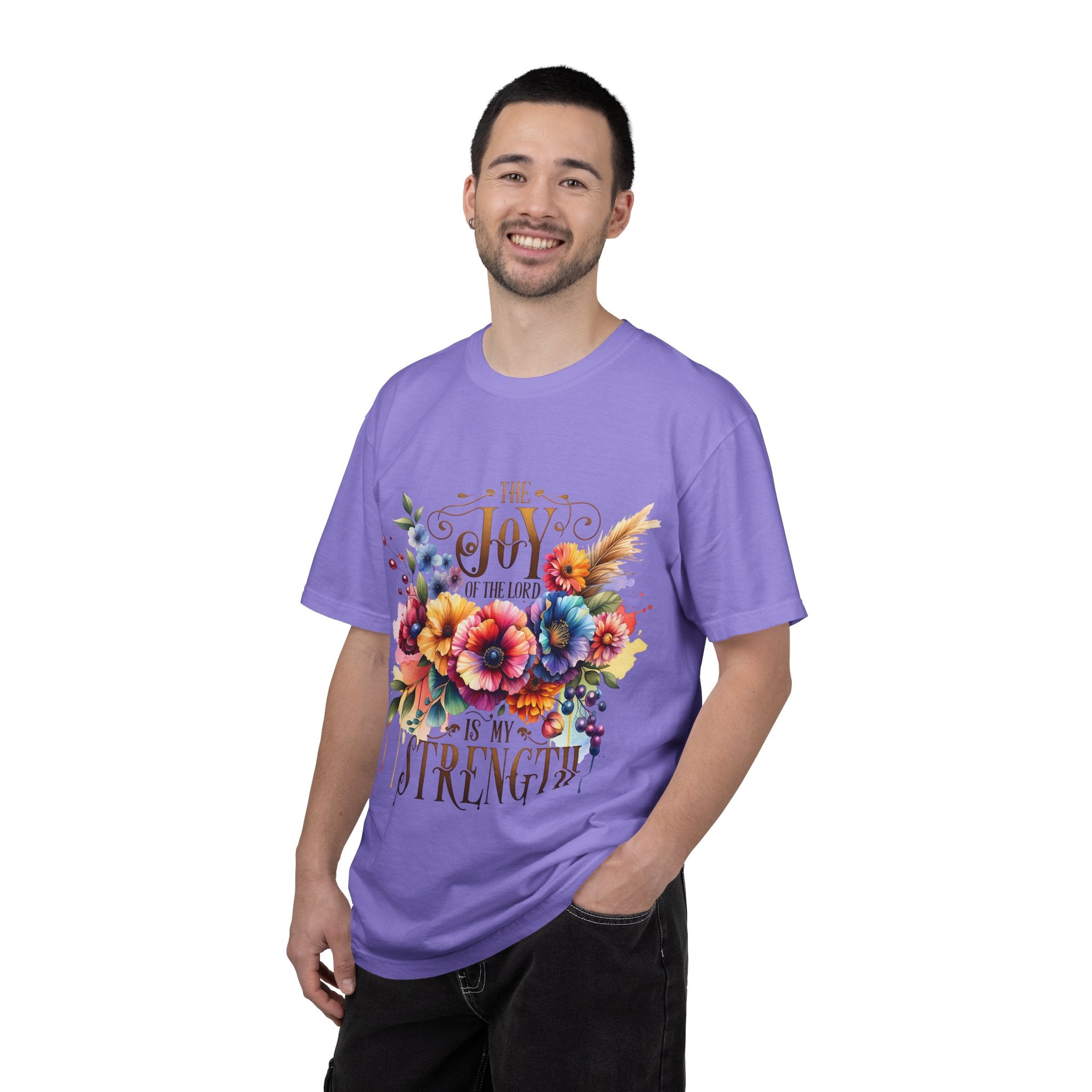 Joy in the Lord Floral T-Shirt — "The Joy of the Lord Is My Strength" Christian Tee