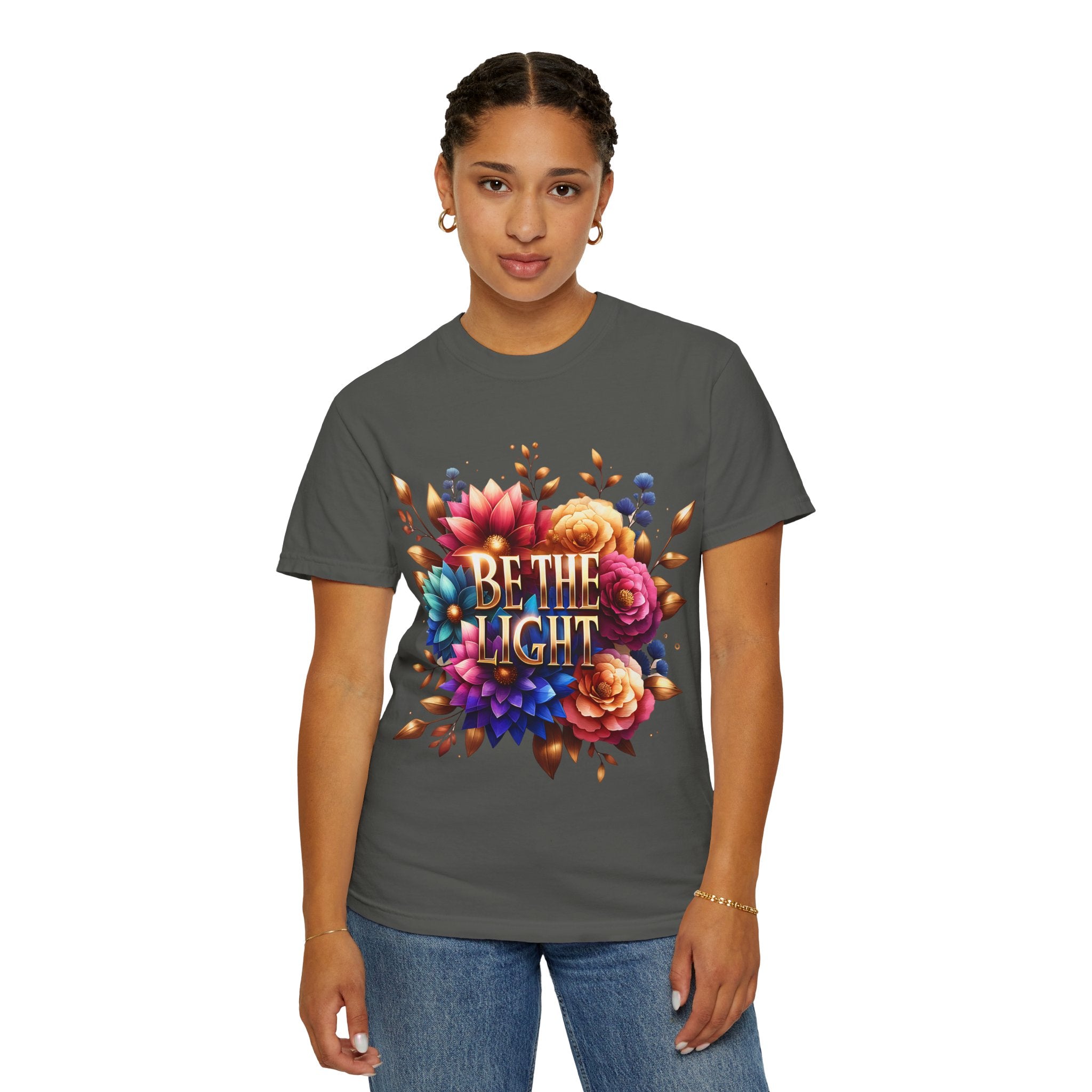 Be The Light Floral T-Shirt — Inspirational Botanical Graphic Tee