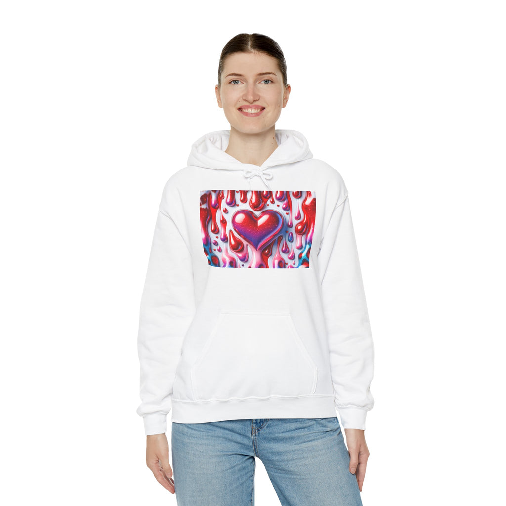 Heart Melt Hoodie — Colorful Dripping Heart Graphic Hooded Sweatshirt