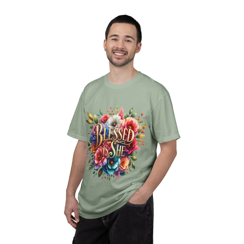 Blessed Is She Floral T-Shirt — Inspirational Christian Tee