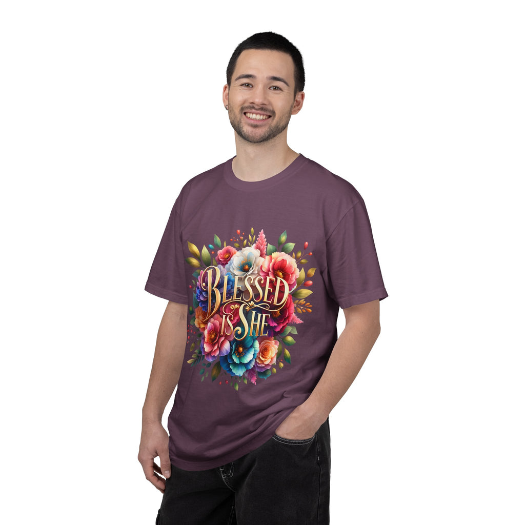 Blessed Is She Floral T-Shirt — Inspirational Christian Tee