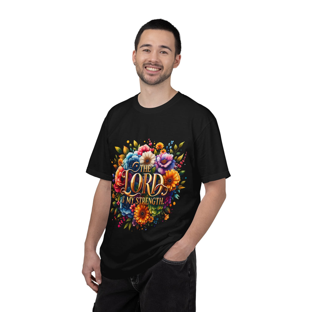 T-Shirt — "The Lord Is My Strength" Floral Christian Tee