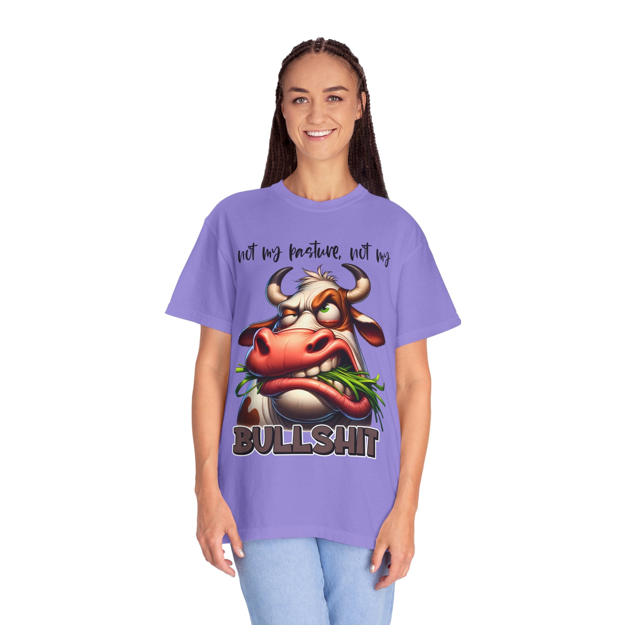 Graphic T-Shirt — 'Not My Horoscope, Not My Bullshit' Funny Cow Illustration