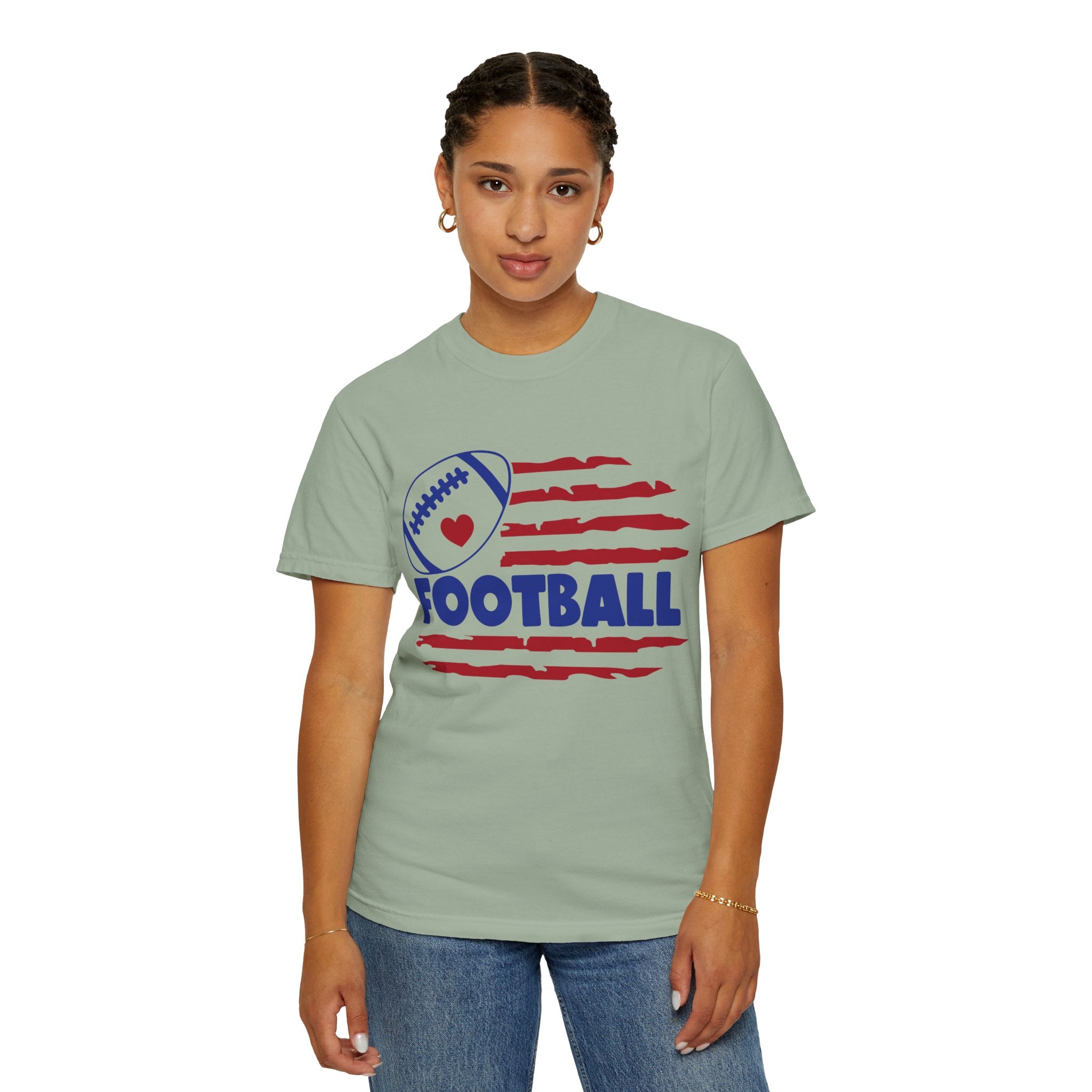 Patriotic Heart Football T-Shirt