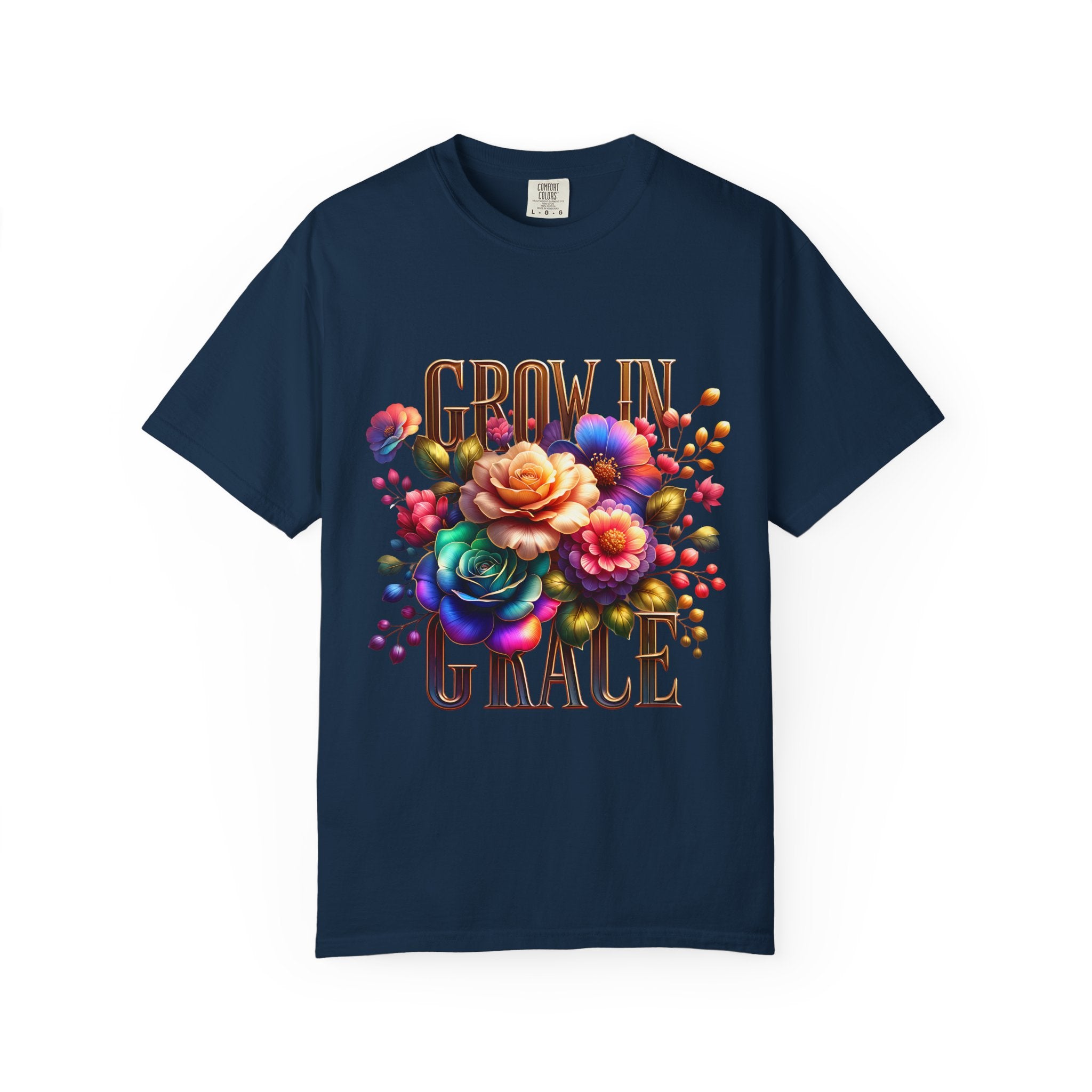 Grow in Grace Floral T-Shirt — Inspirational Floral Graphic Tee