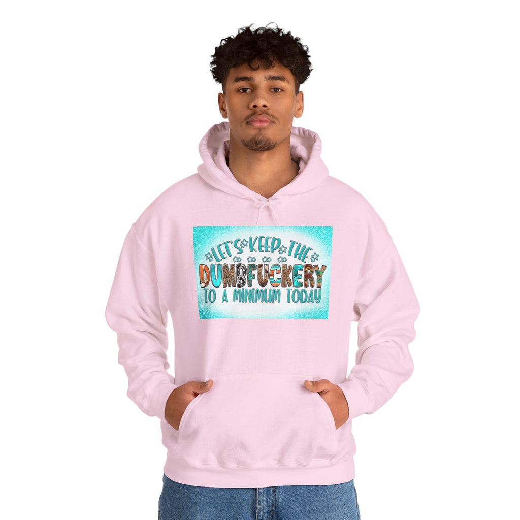 Hoodie — "Let's Keep the Dumbfuckery to a Minimum Today" Funny Graphic Pullover