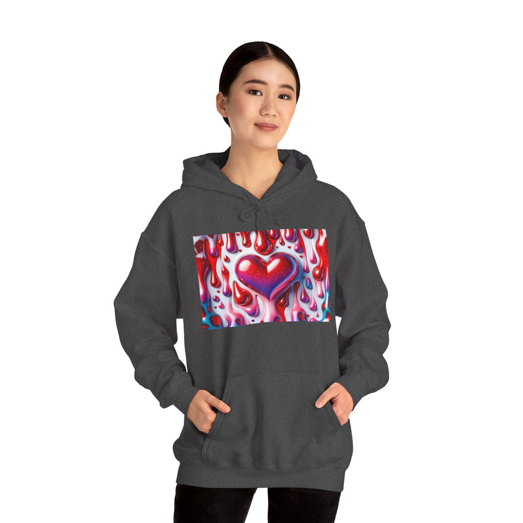 Heart Melt Hoodie — Colorful Dripping Heart Graphic Hooded Sweatshirt