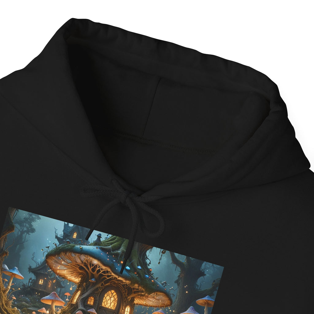 Hoodie — Enchanted Mushroom Cottage Illustration Hoodie