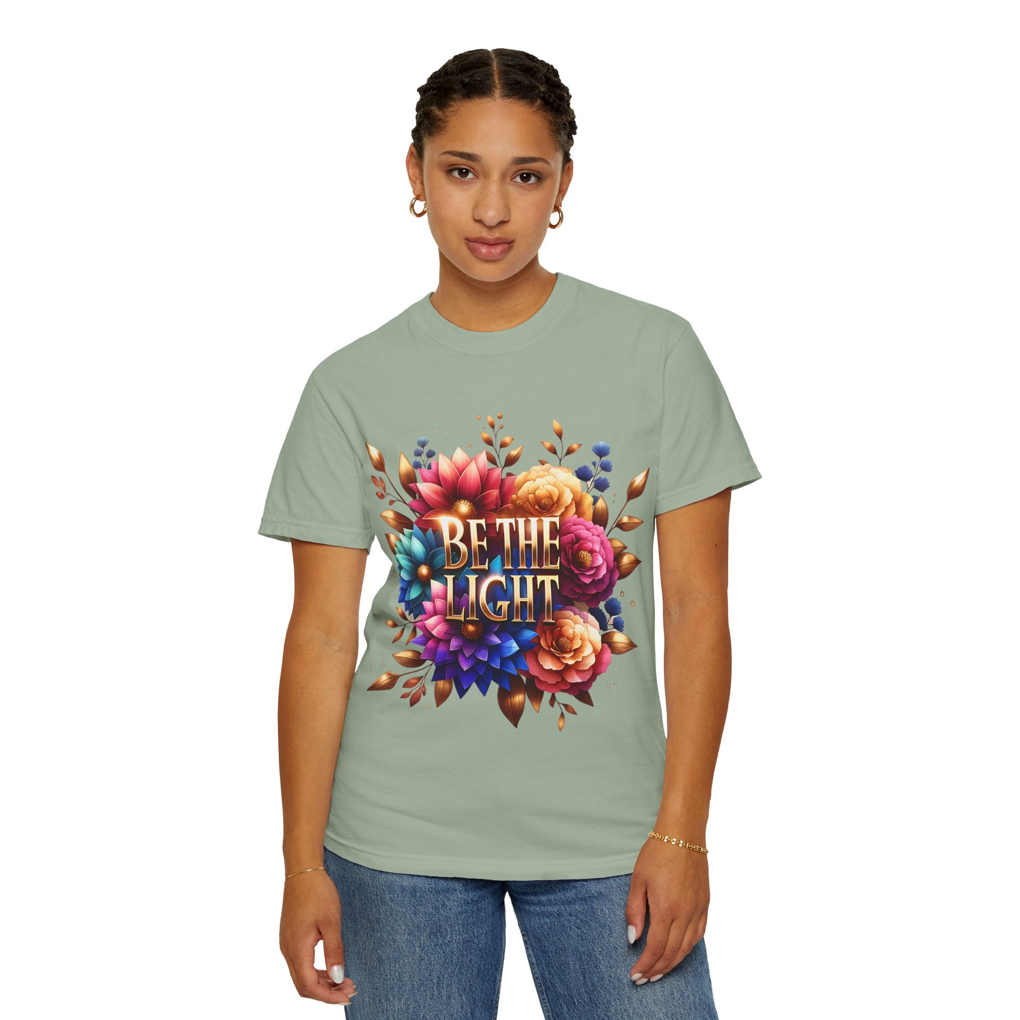 Be The Light Floral T-Shirt — Inspirational Botanical Graphic Tee