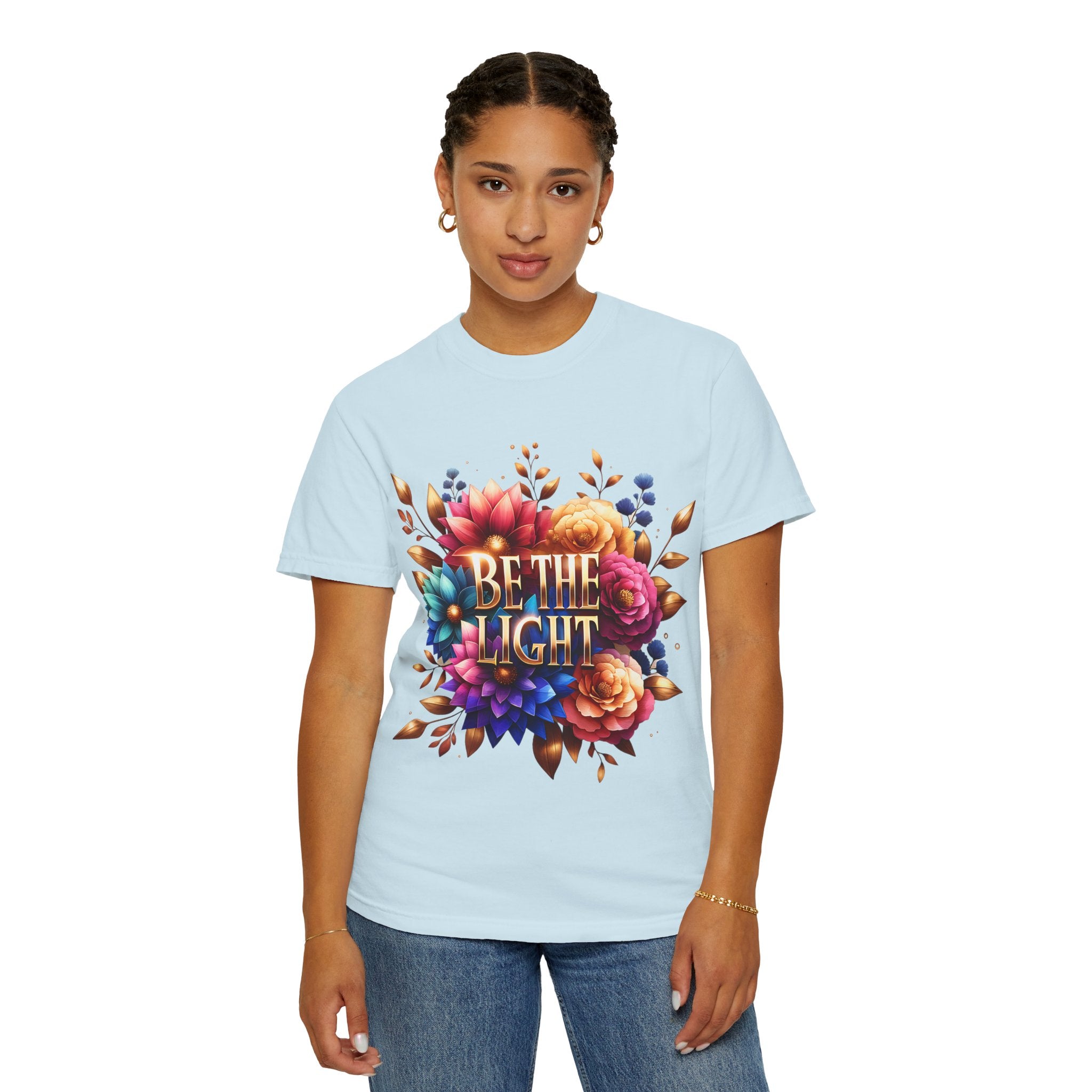 Be The Light Floral T-Shirt — Inspirational Botanical Graphic Tee