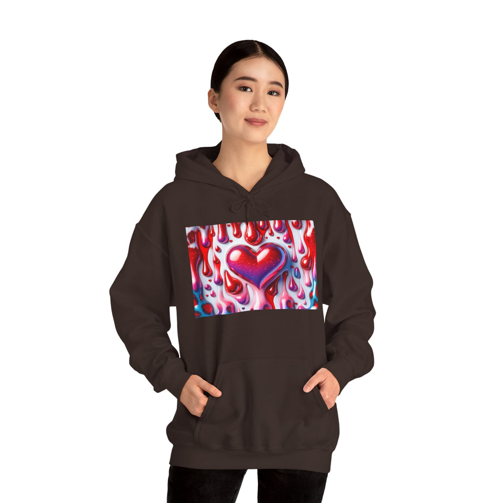 Heart Melt Hoodie — Colorful Dripping Heart Graphic Hooded Sweatshirt