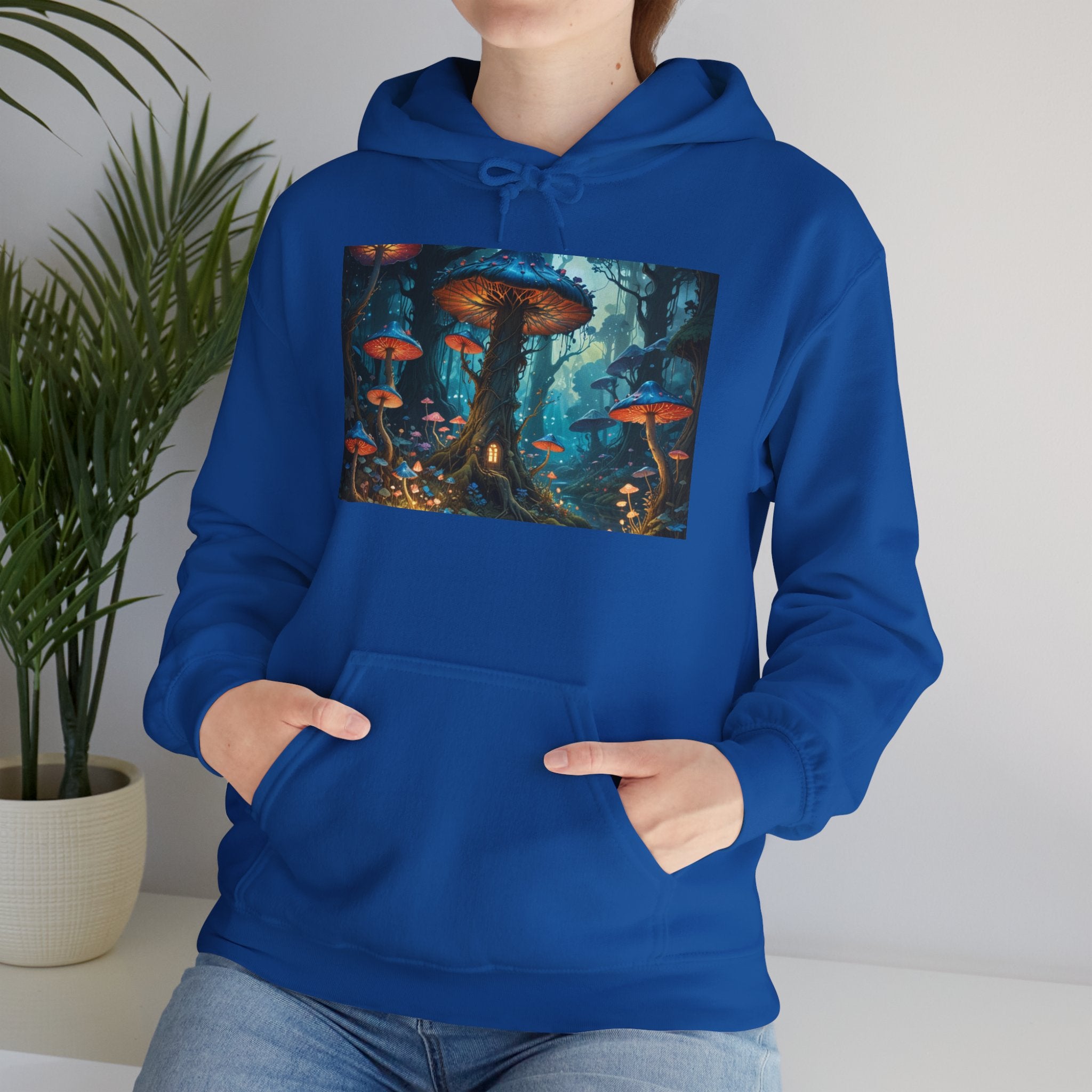Fantasy Mushroom Forest Hoodie — Glowing Enchanted Fungi Artwork