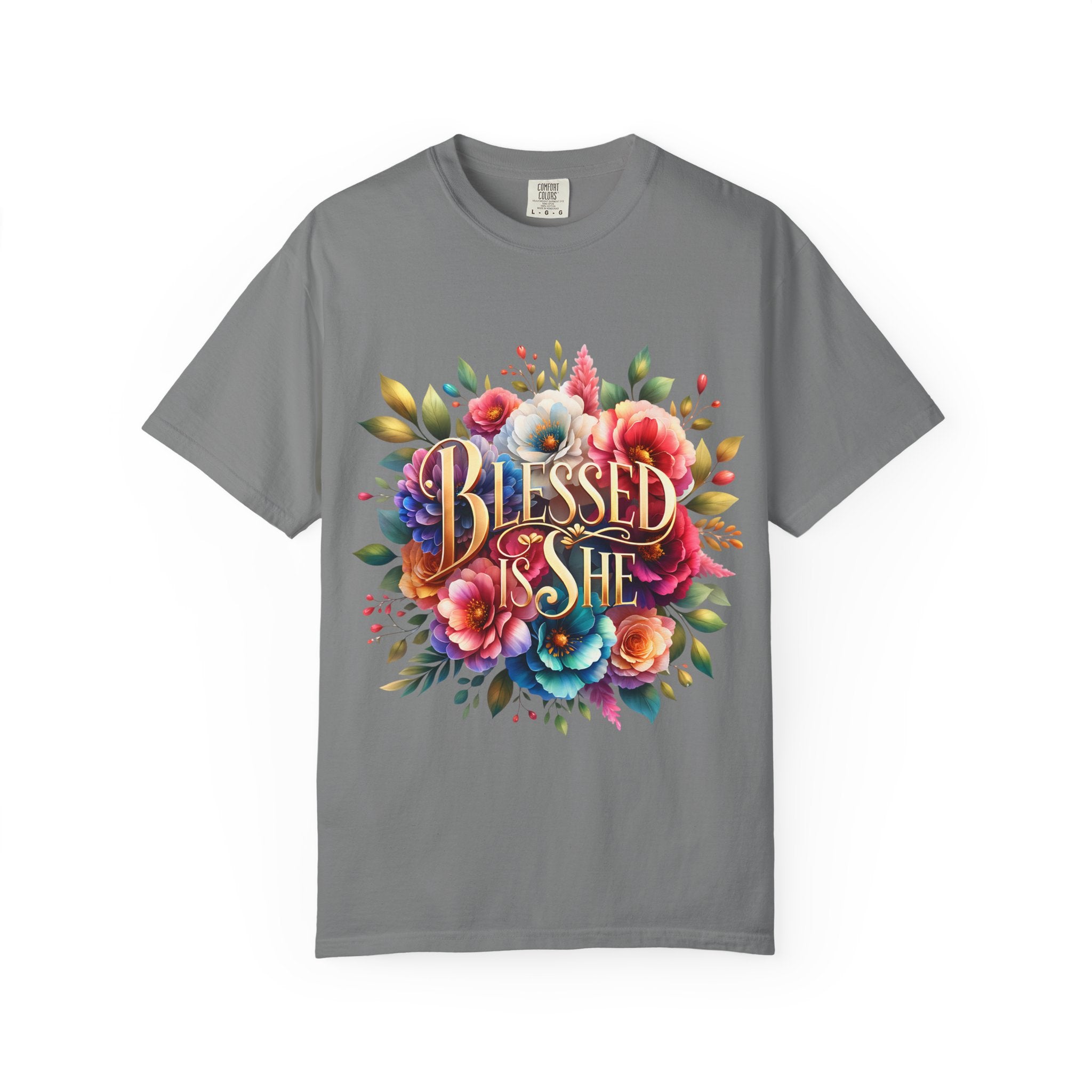 Blessed Is She Floral T-Shirt — Inspirational Christian Tee